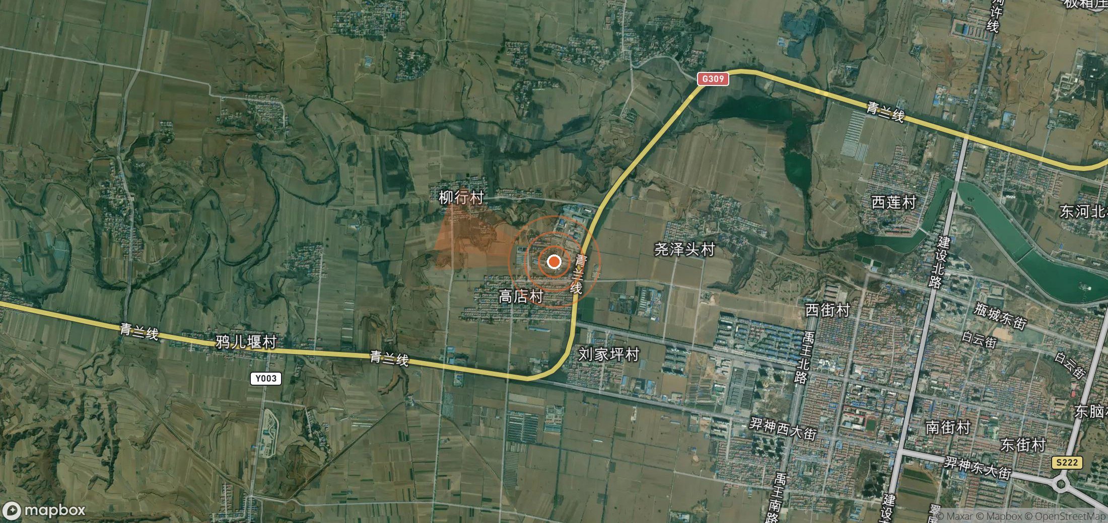 Satellite map of methane plume locations in China