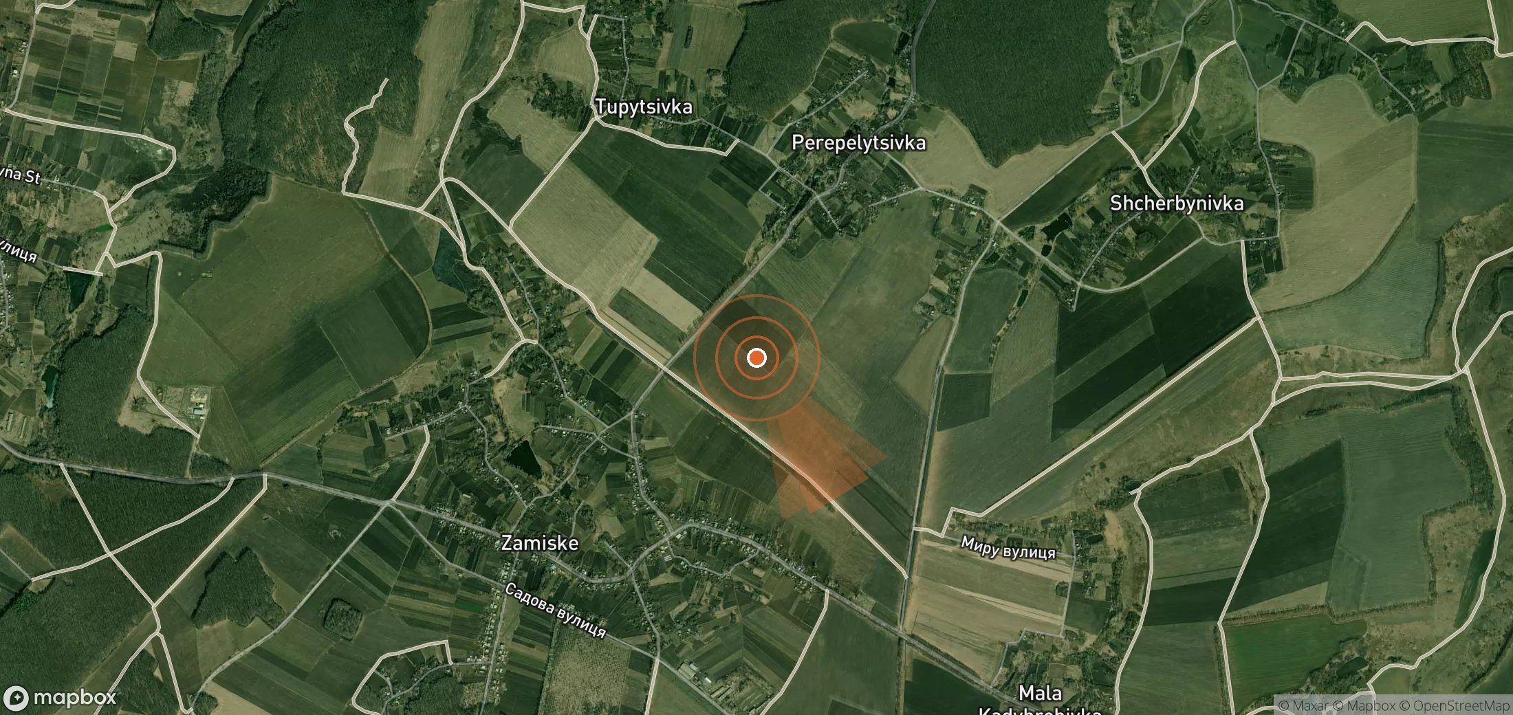 Mapa satelital de plumas de metano en Ucrania