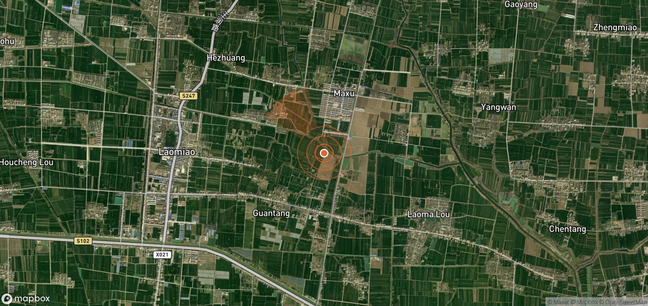 Satellite map of methane plume locations in China