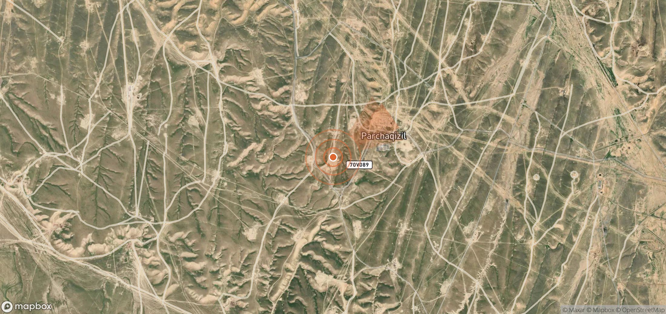 Satellite map of methane plume locations in Uzbekistan