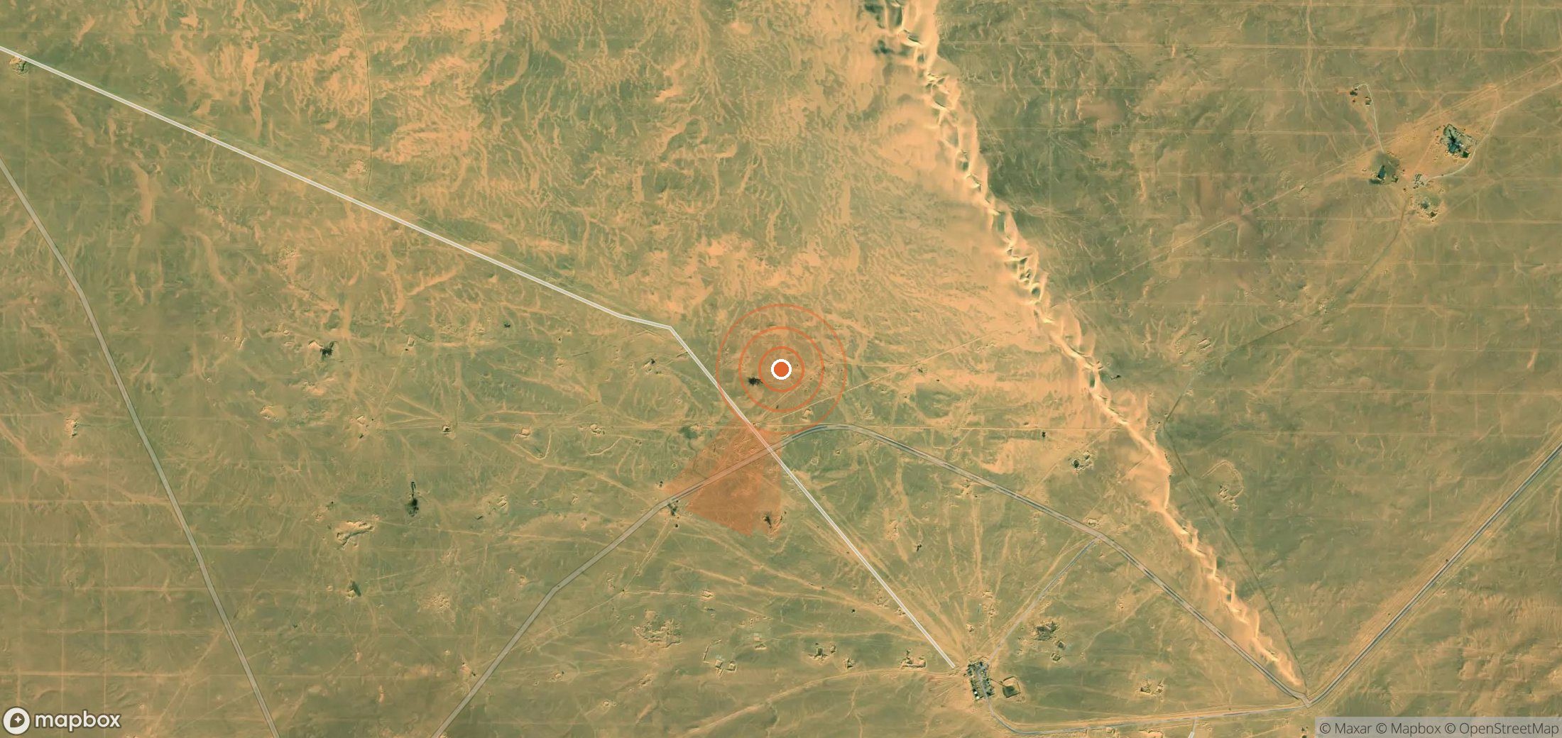 Satellite map of methane plume locations in Egypt