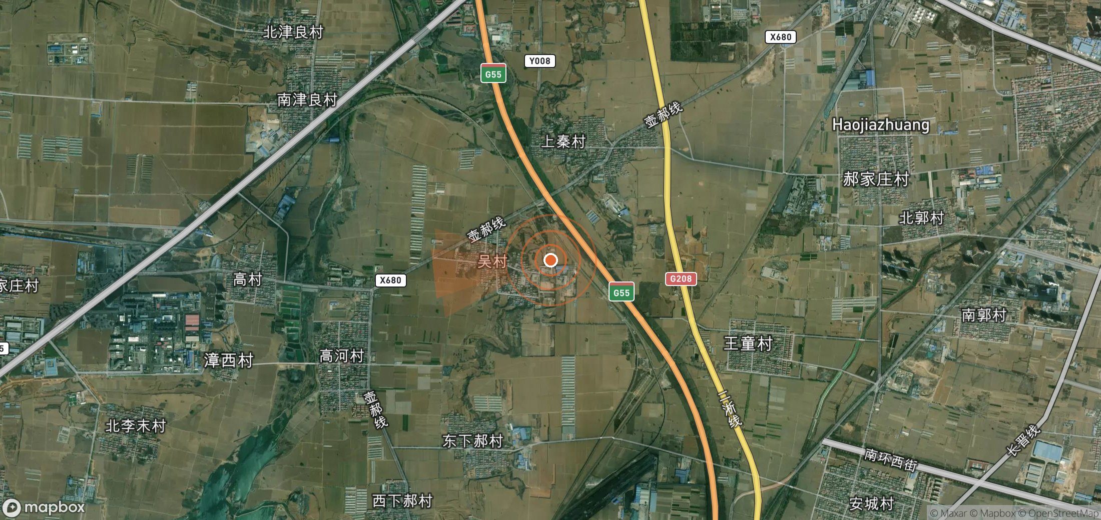 Satellite map of methane plume locations in China