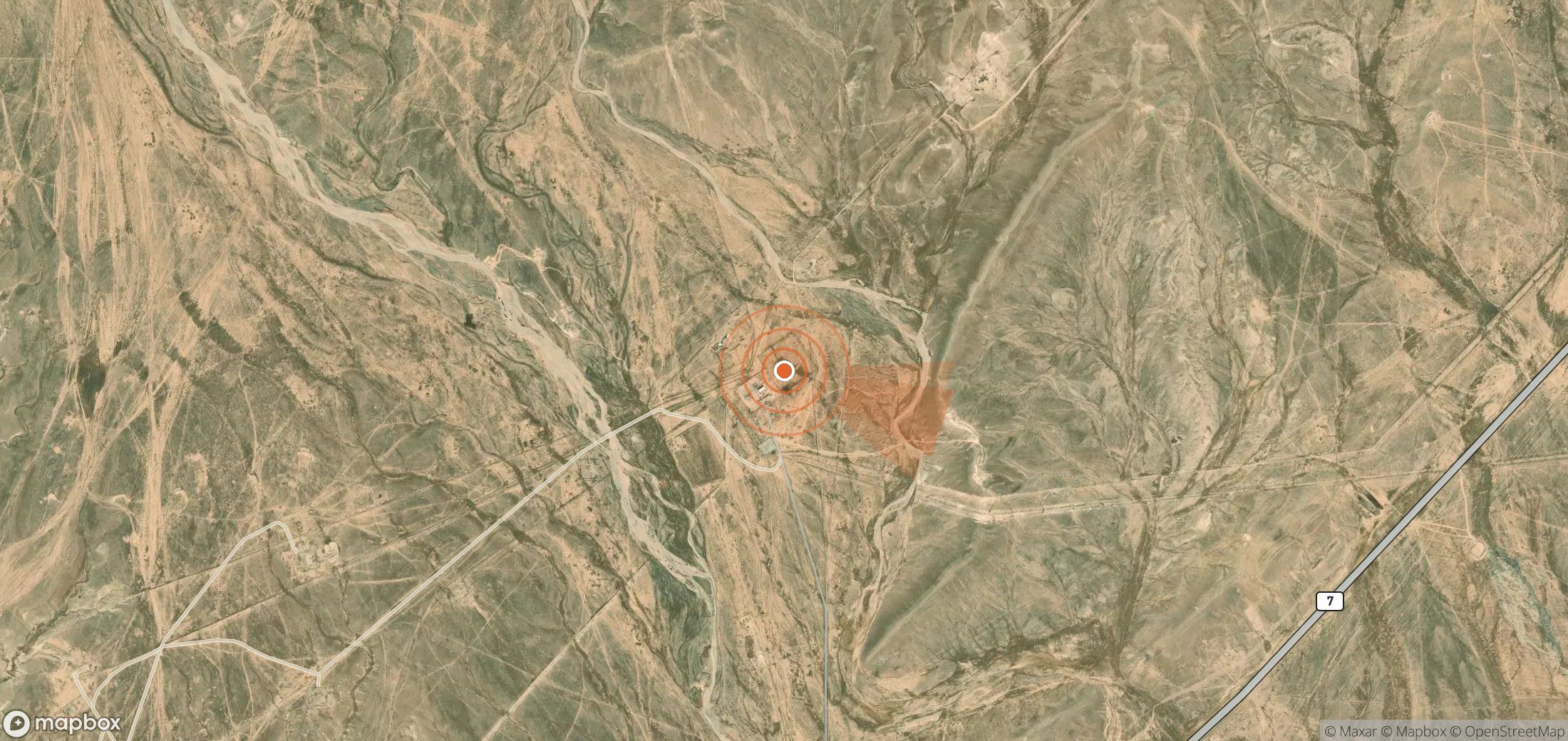 Satellite map of methane plume locations in Syria