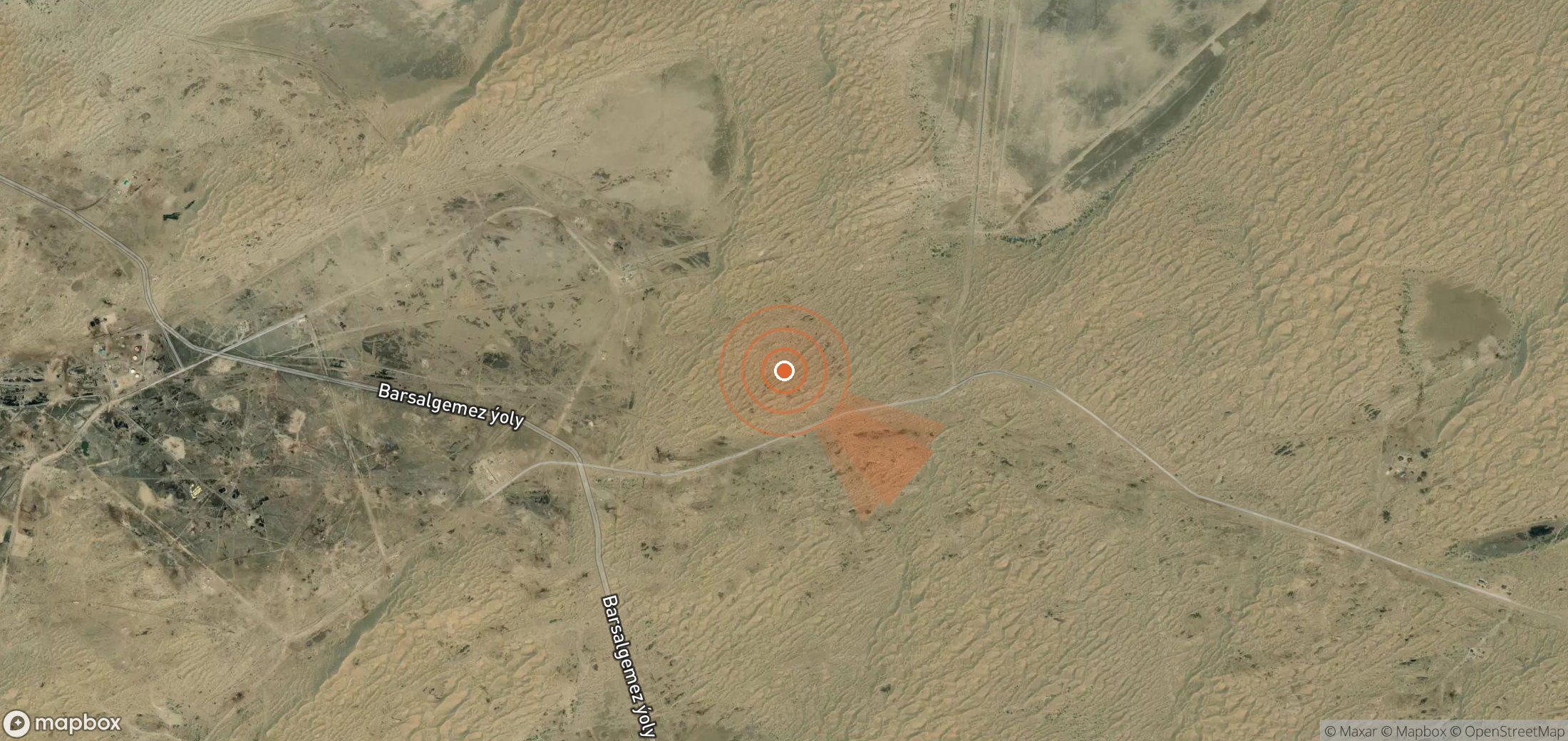 Satellite map of methane plume locations in Turkmenistan