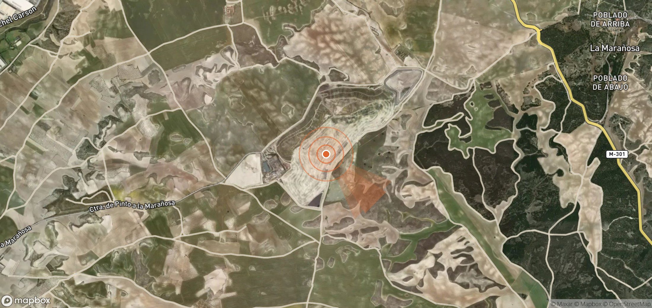 Satellite map of methane plume locations in Spain