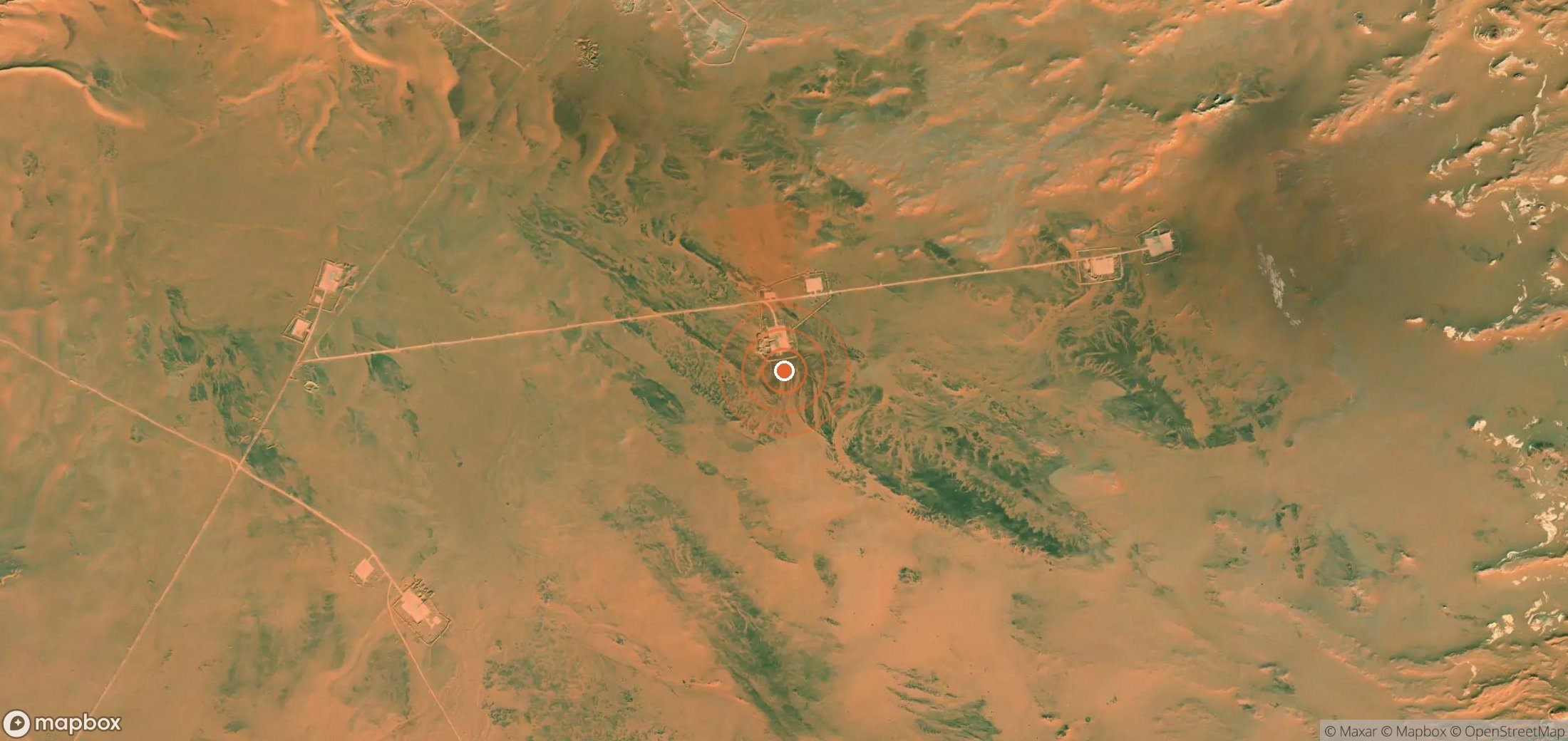 Satellite map of methane plume locations in Algeria
