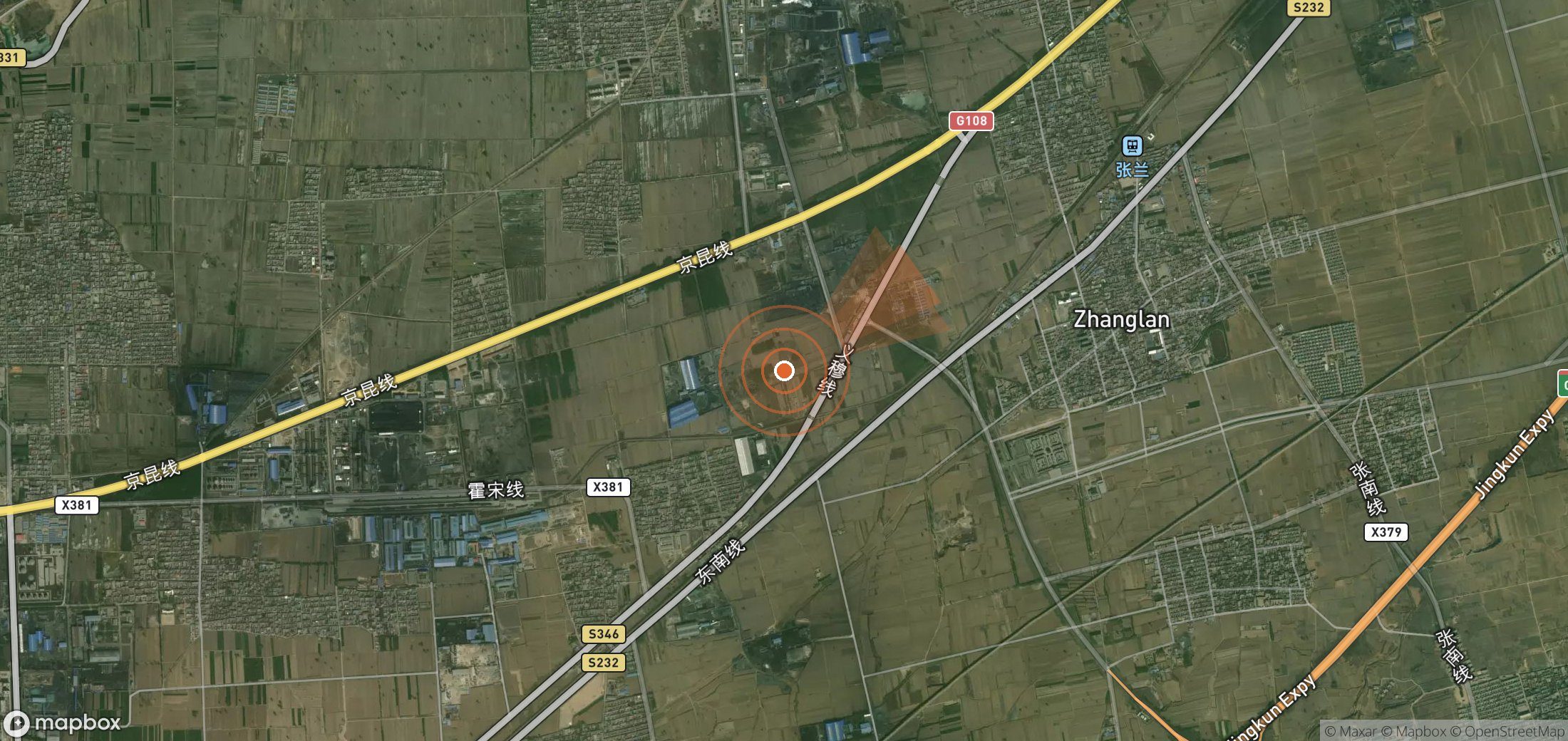 Satellite map of methane plume locations in China