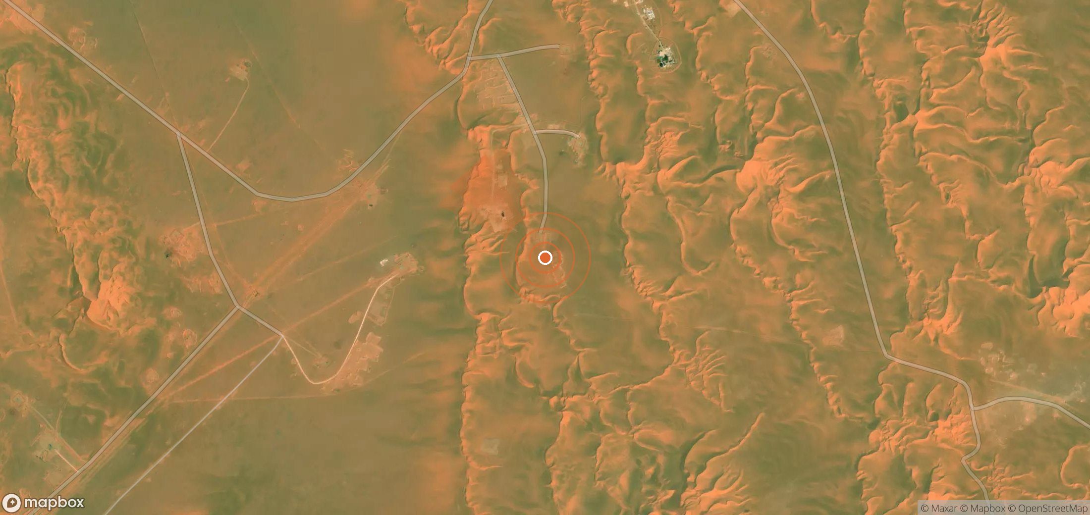 Satellite map of methane plume locations in Algeria