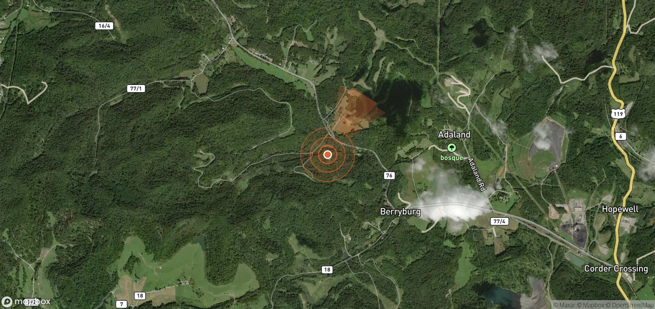 Satellite map of methane plume locations in United States
