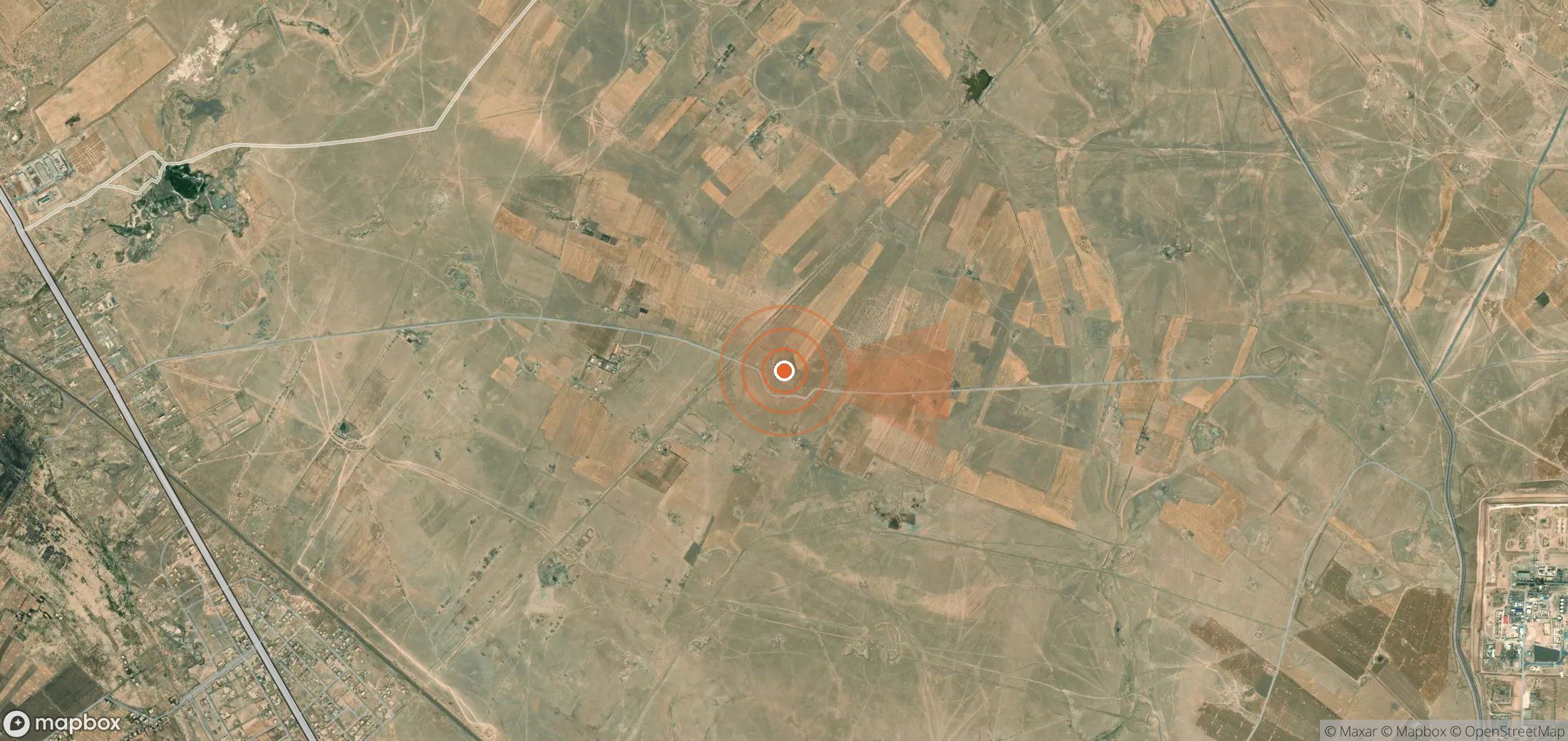 Satellite map of methane plume locations in Syria