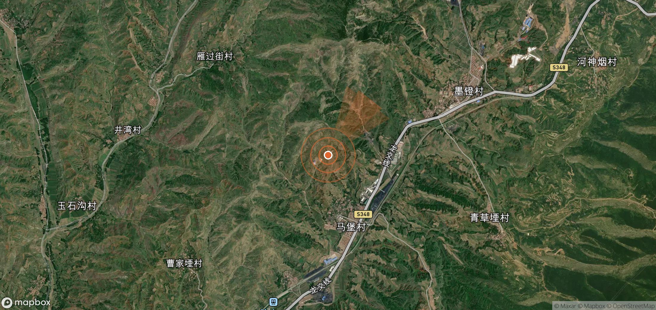 Satellite map of methane plume locations in China