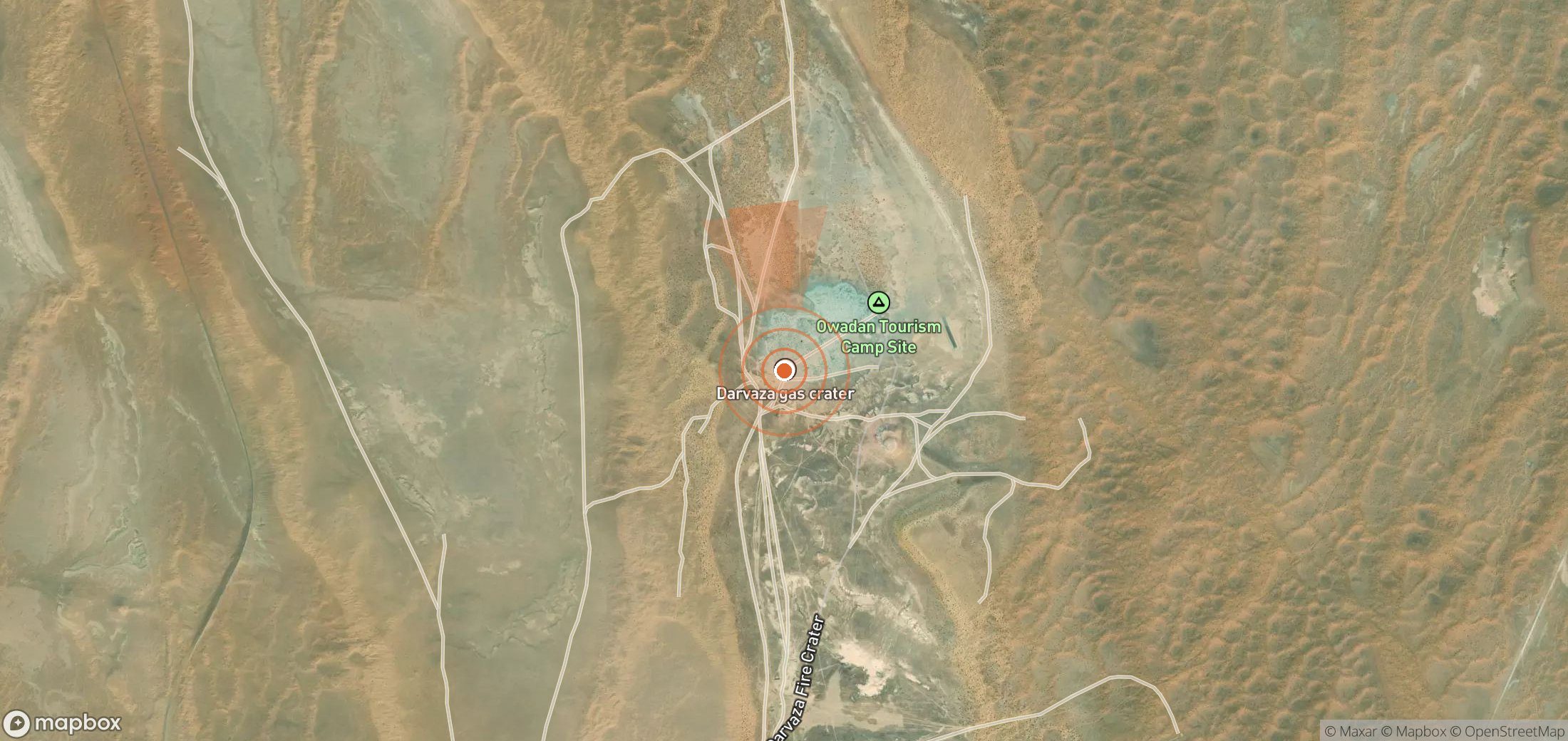 Satellite map of methane plume locations in Turkmenistan