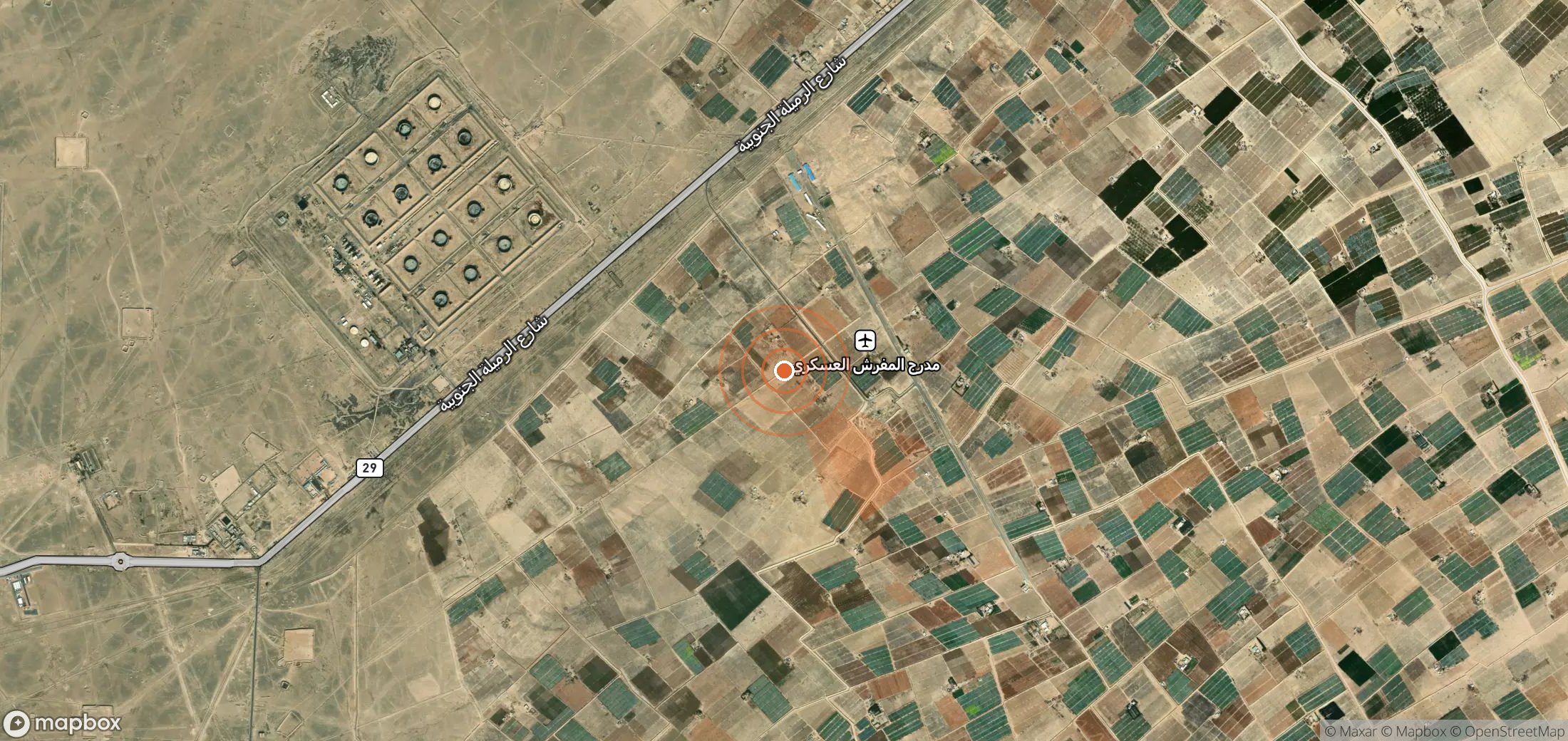Satellite map of methane plume locations in Iraq