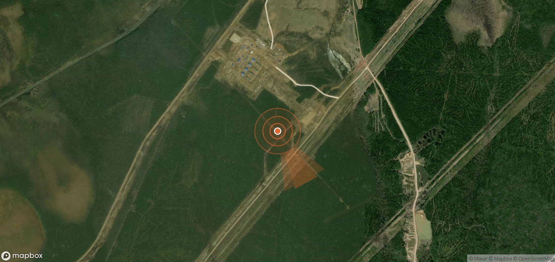 Satellite map of methane plume locations in Russia