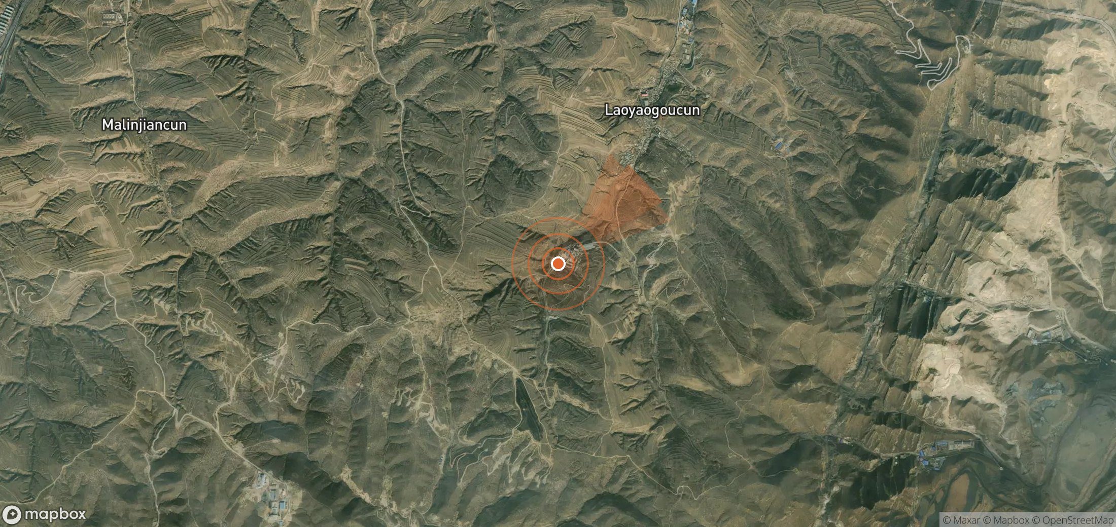 Satellite map of methane plume locations in China