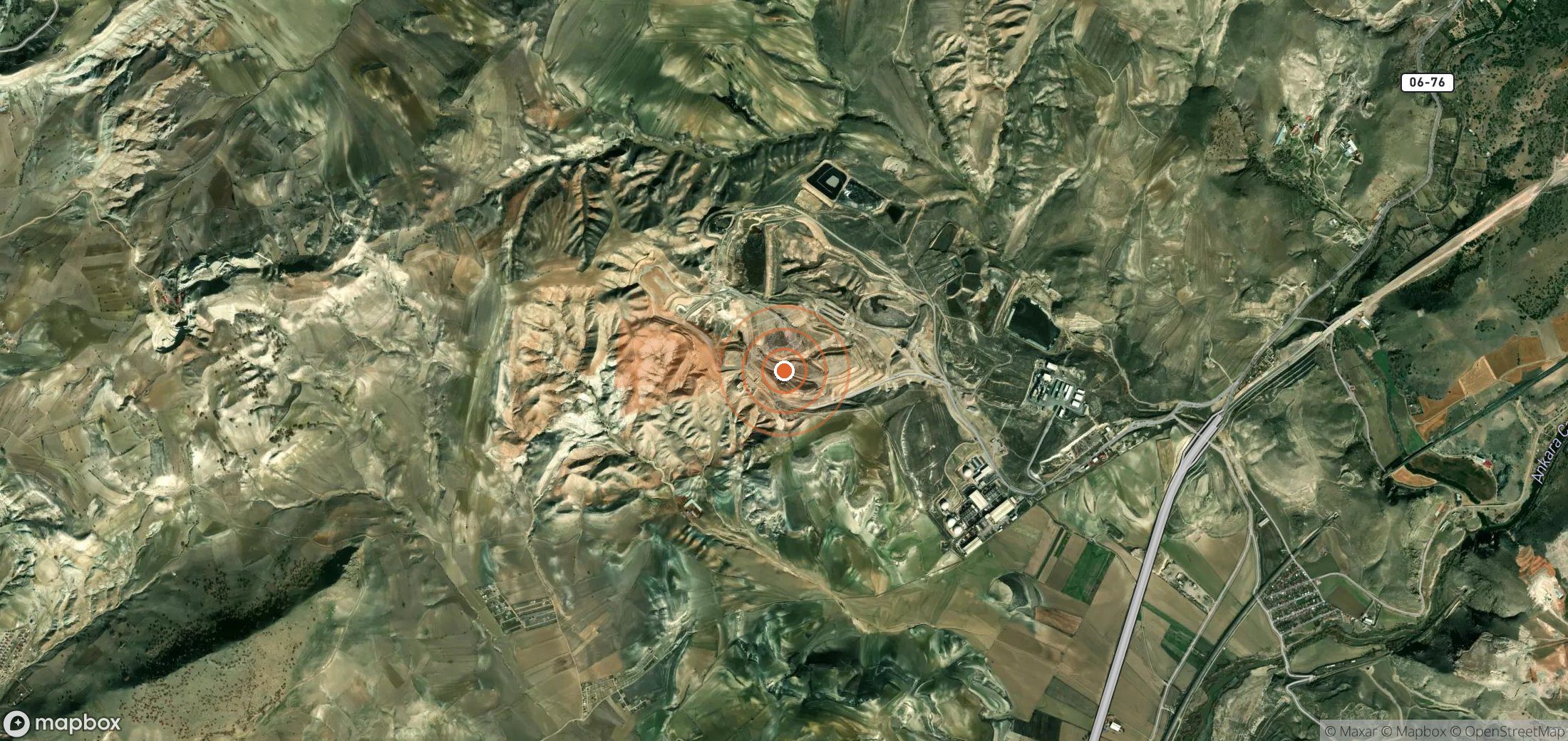 Satellite map of methane plume locations in Türkiye