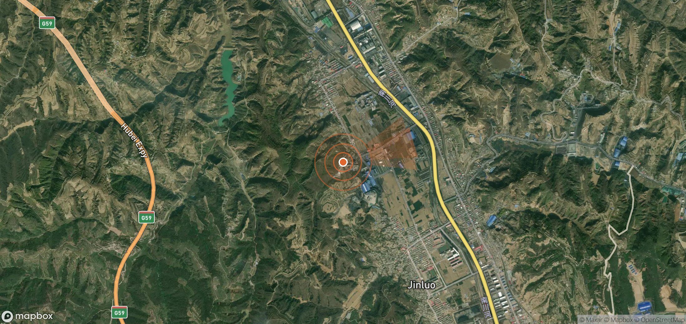 Satellite map of methane plume locations in China
