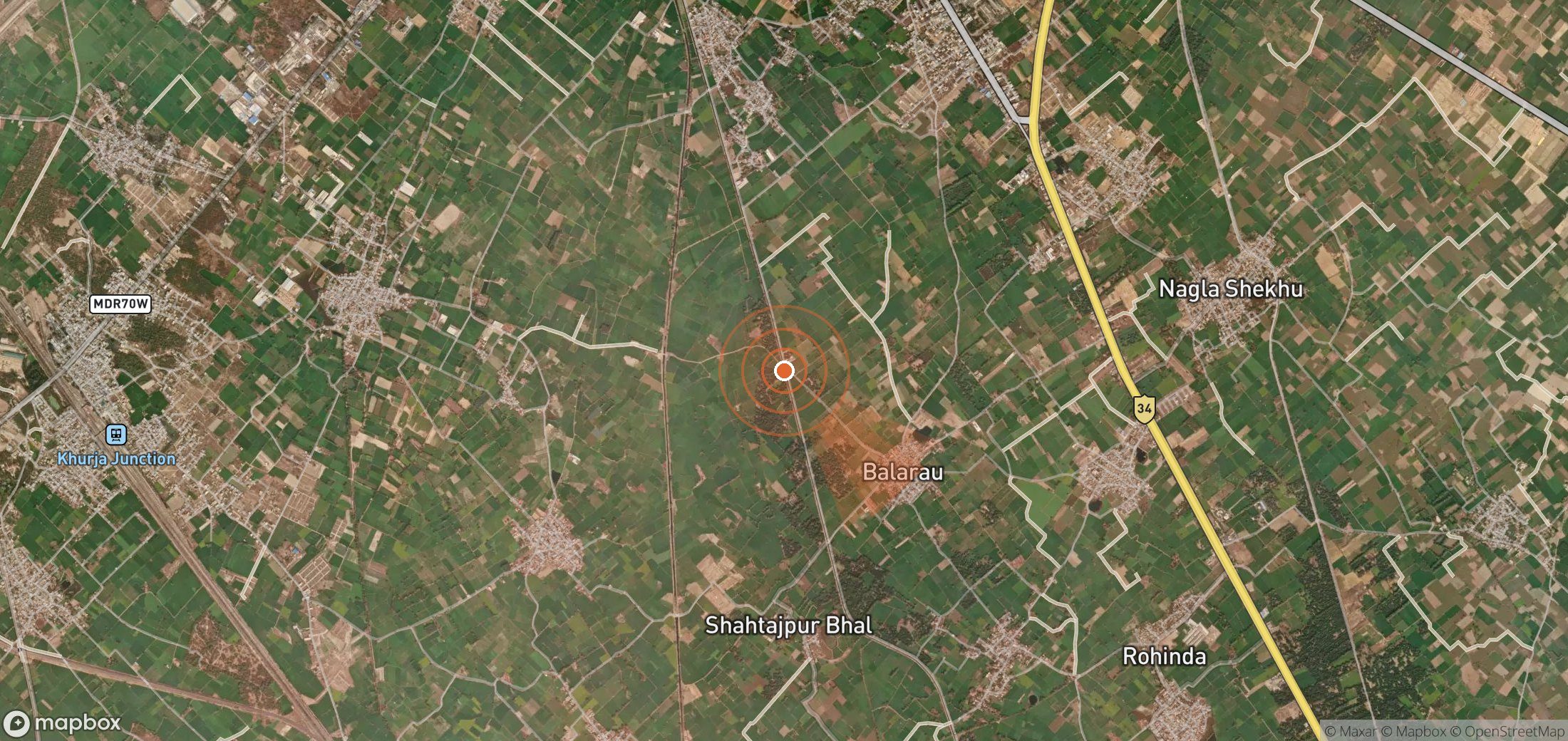 Satellite map of methane plume locations in India