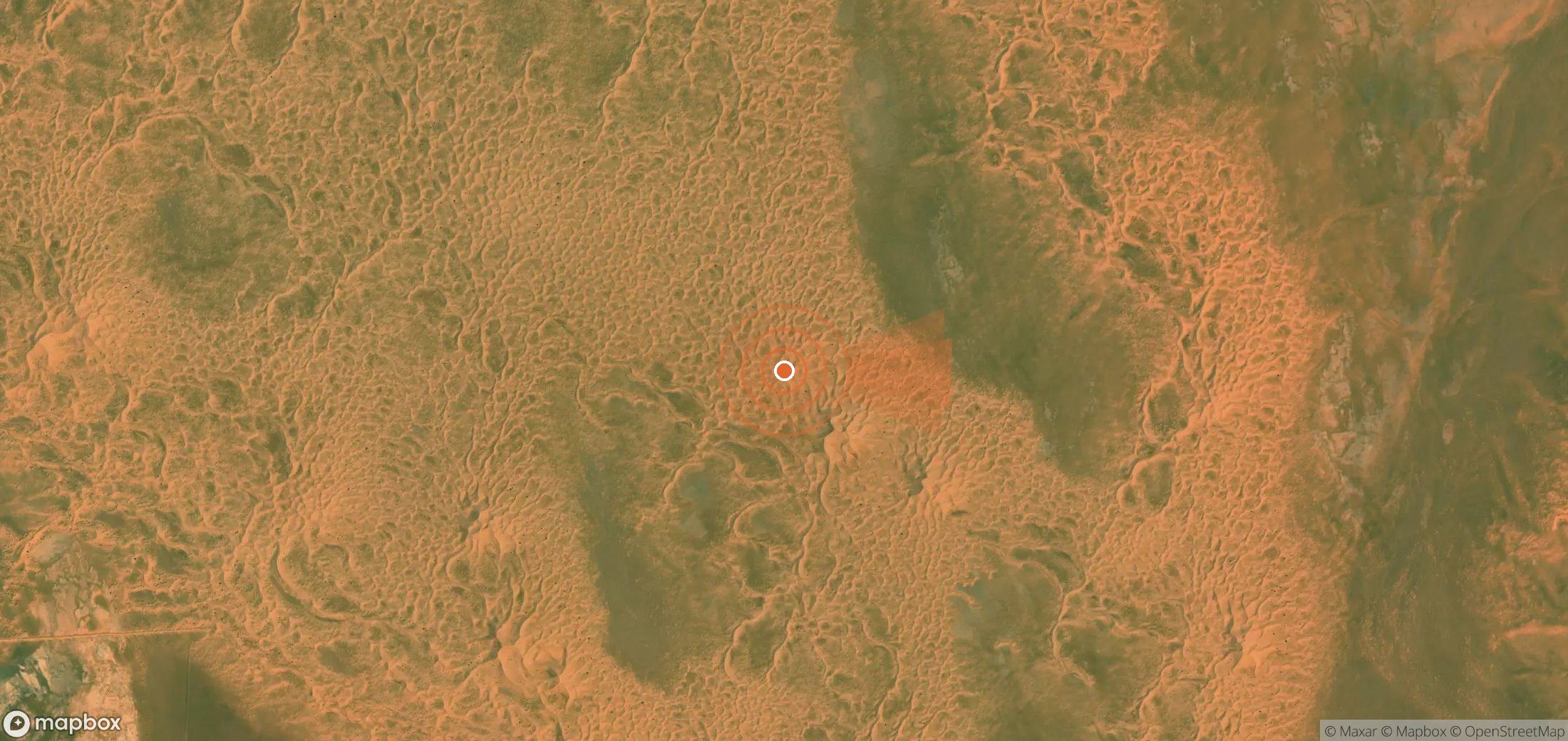 Satellite map of methane plume locations in Algeria