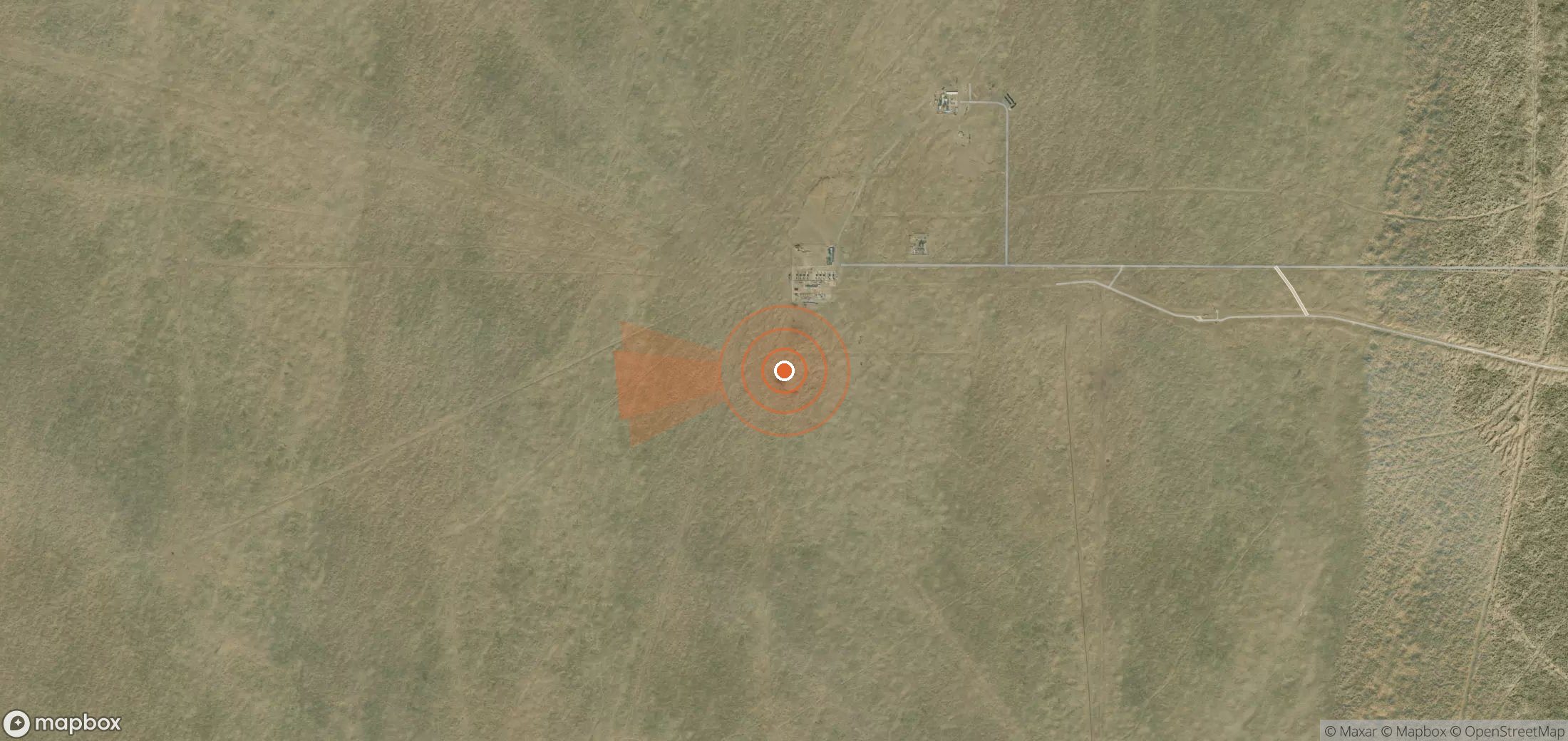 Satellite map of methane plume locations in Turkmenistan