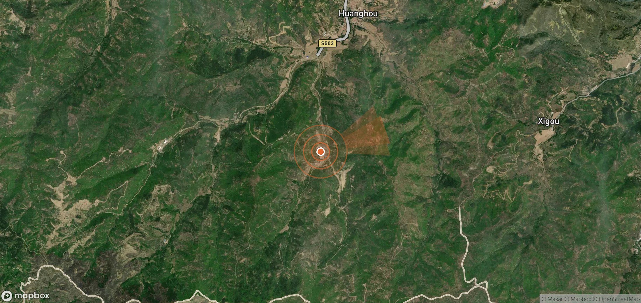 Satellite map of methane plume locations in China