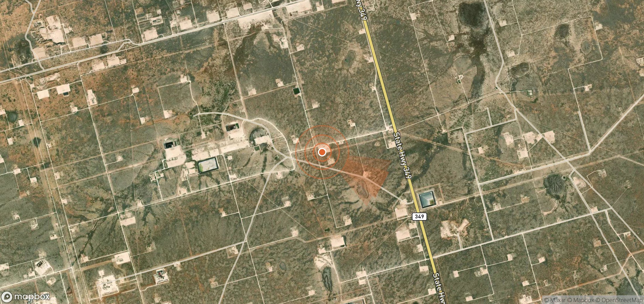 Satellite map of methane plume locations in United States