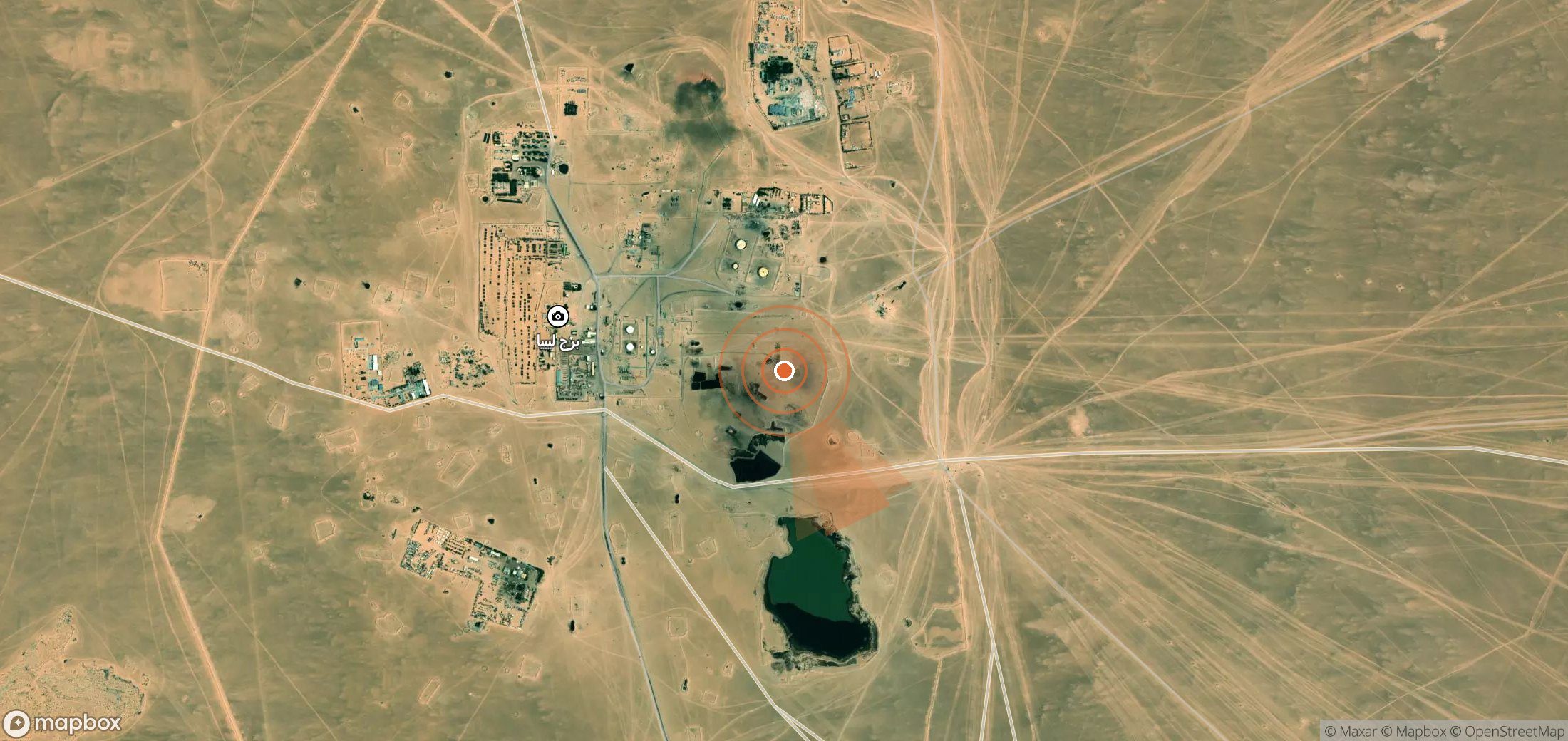 Mapa satelital de plumas de metano en Libia