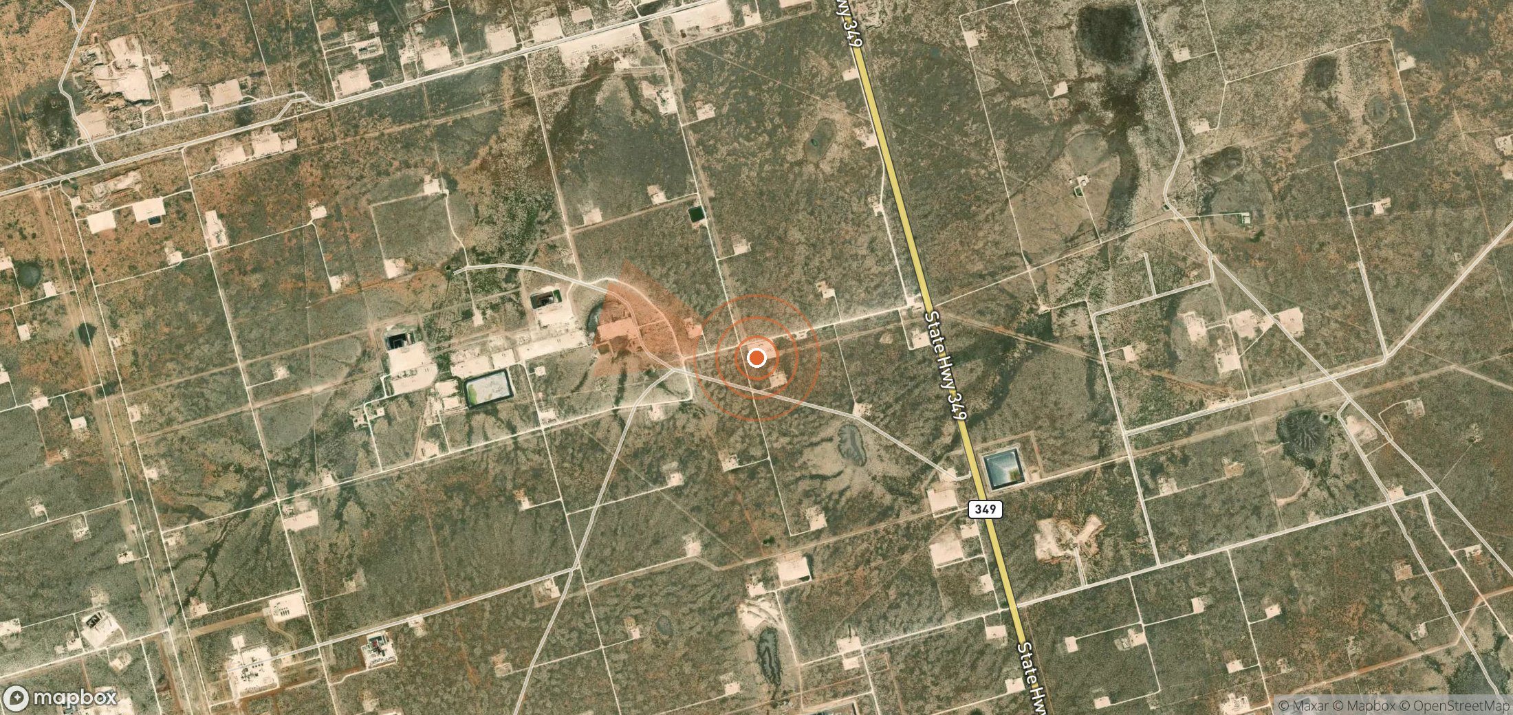 Satellite map of methane plume locations in United States