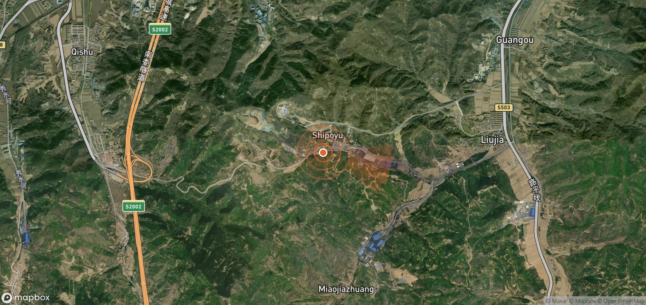 Satellite map of methane plume locations in China