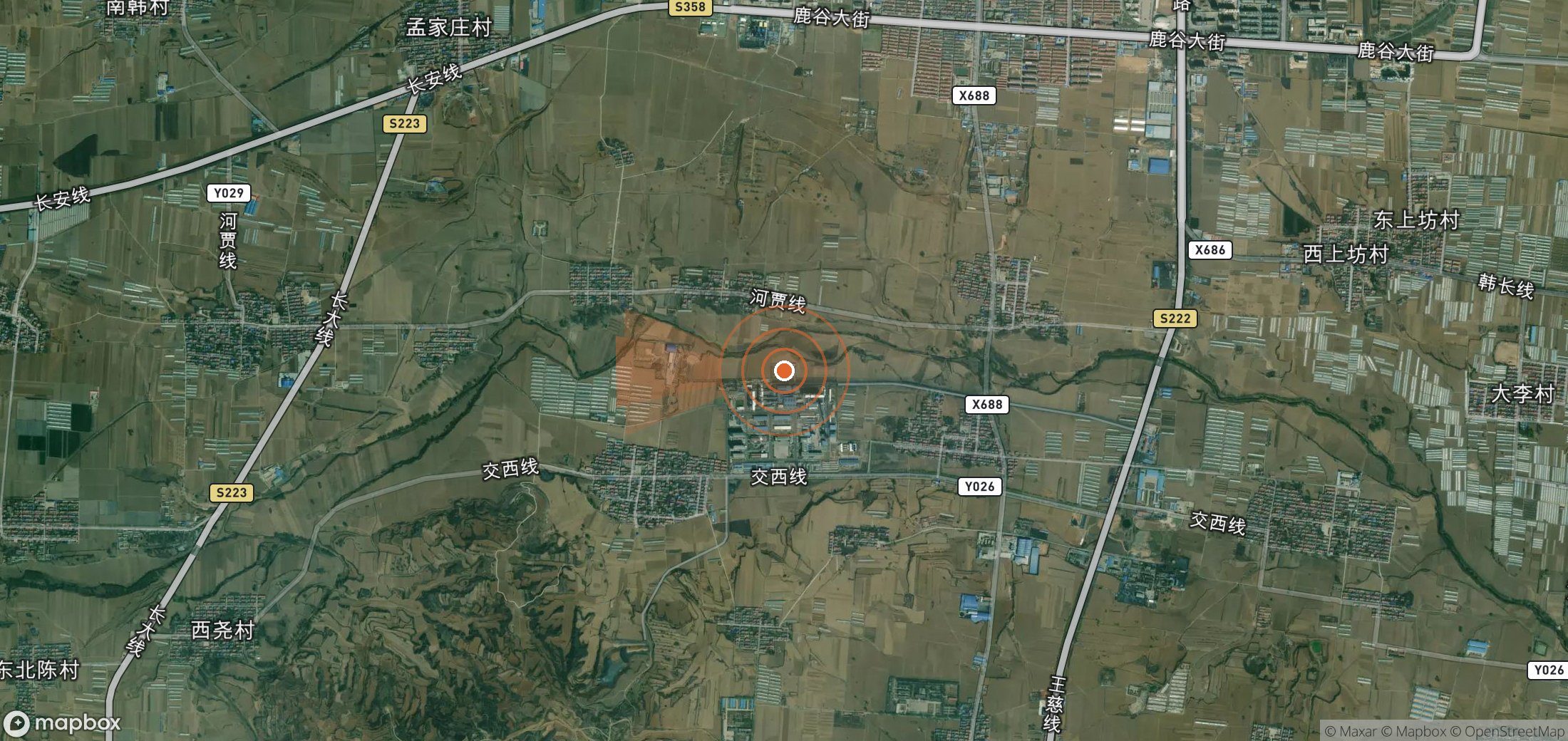 Satellite map of methane plume locations in China