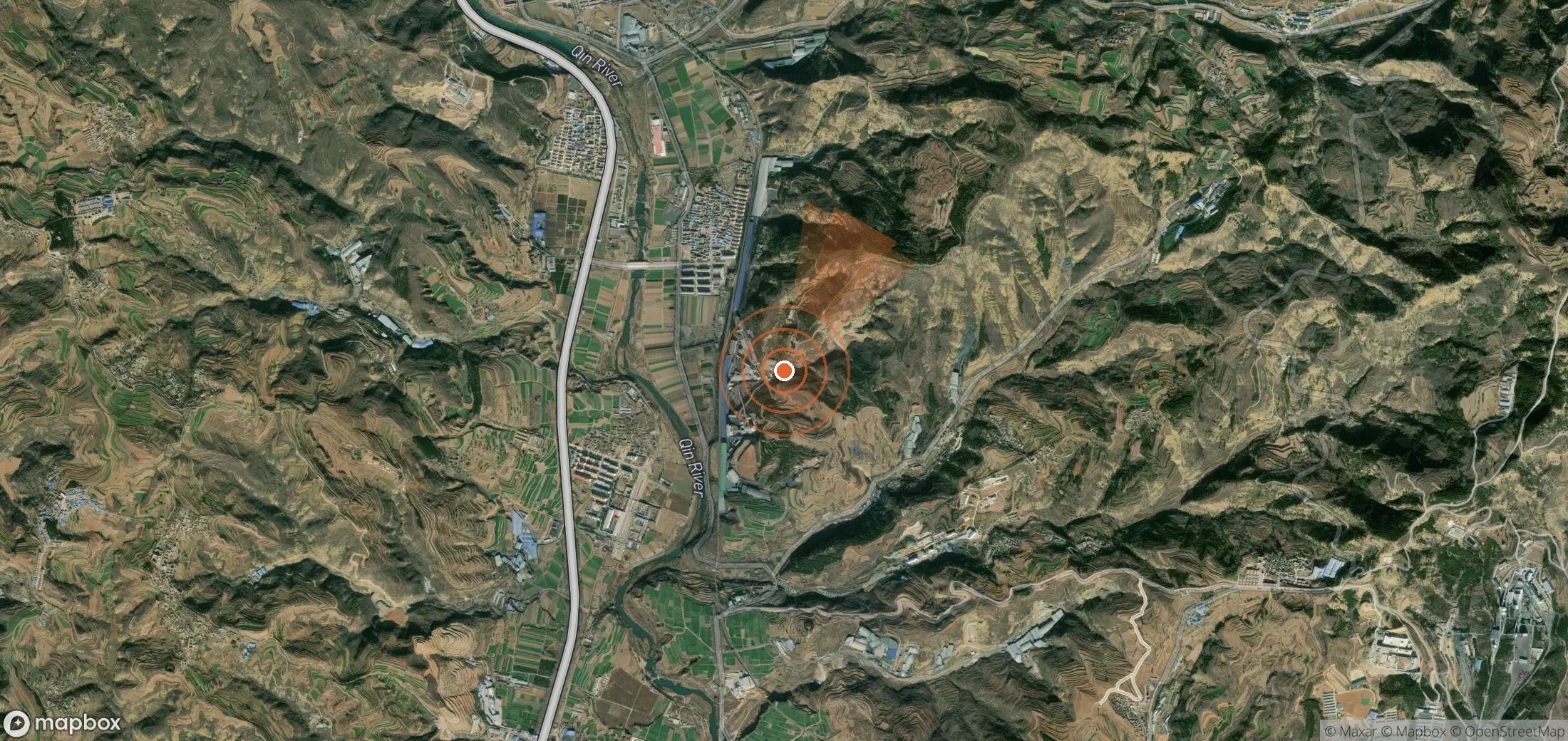 Satellite map of methane plume locations in China