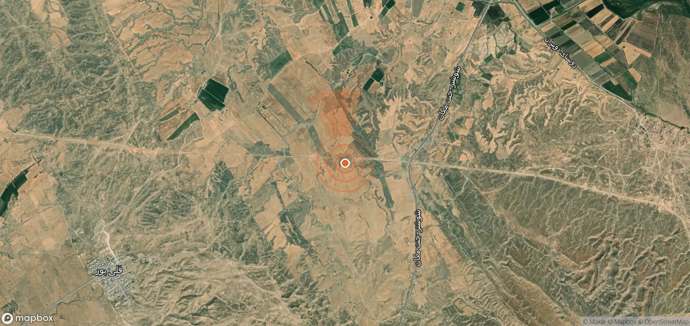 Mapa satelital de plumas de metano en Irán