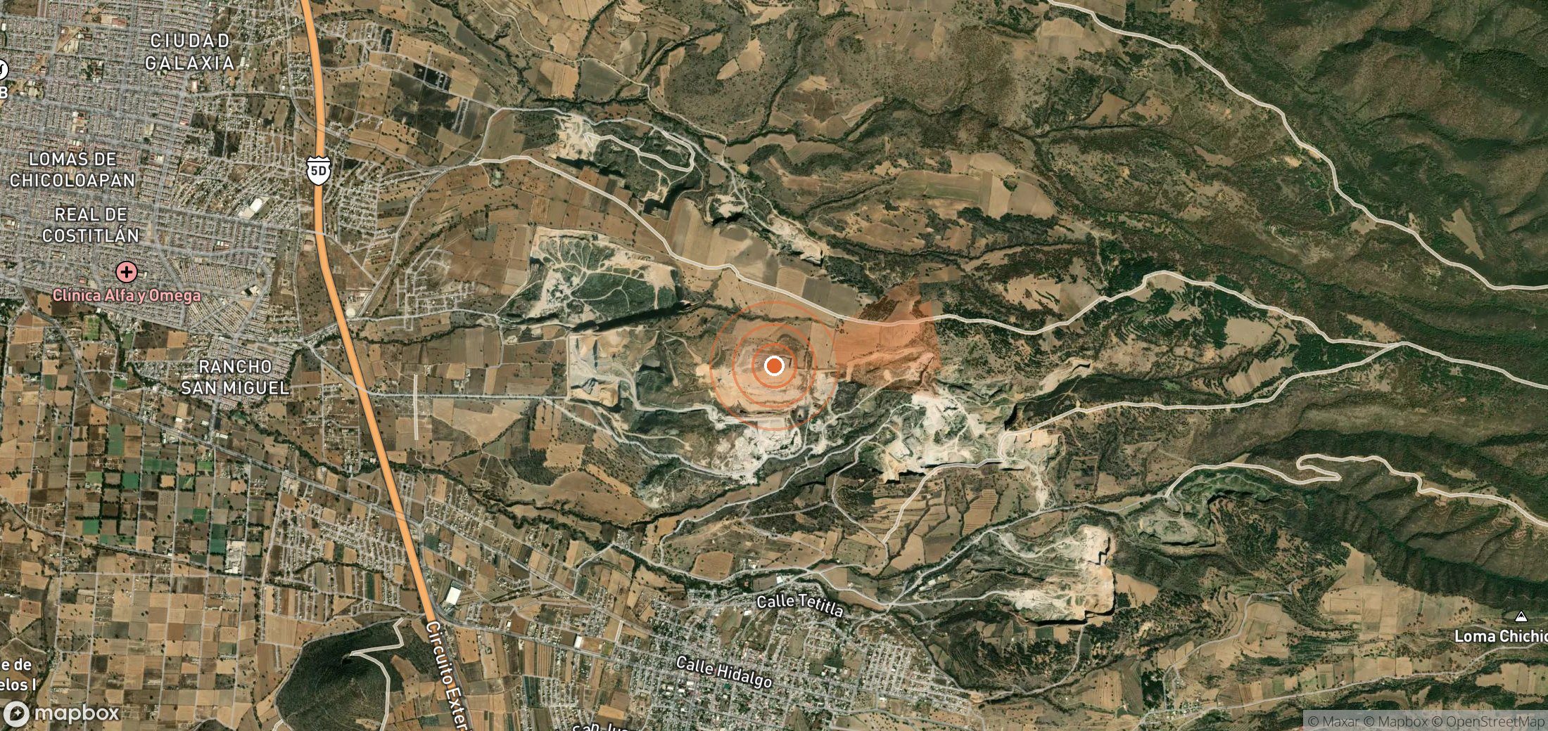 Satellite map of methane plume locations in Mexico