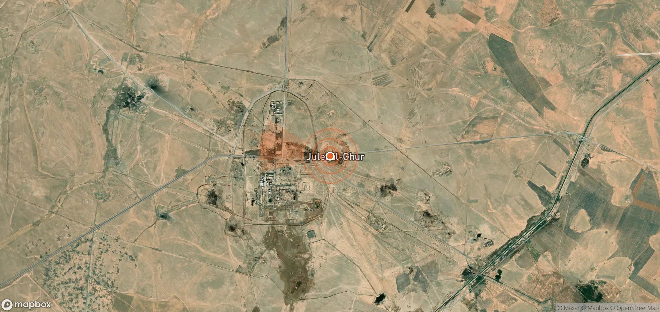 Satellite map of methane plume locations in Syria