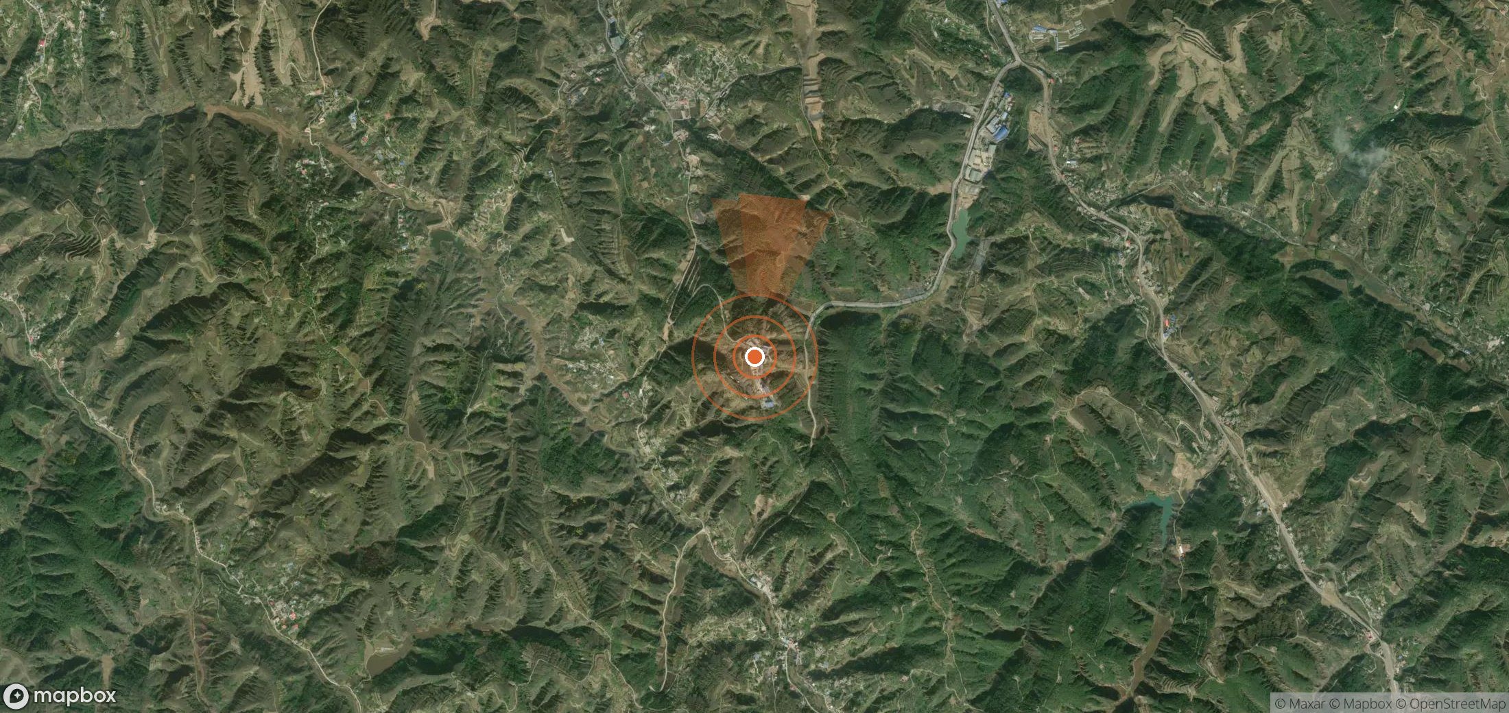 Satellite map of methane plume locations in China