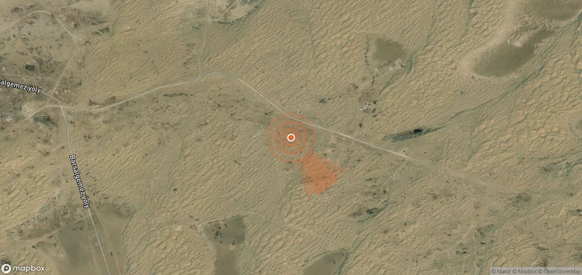Satellite map of methane plume locations in Turkmenistan