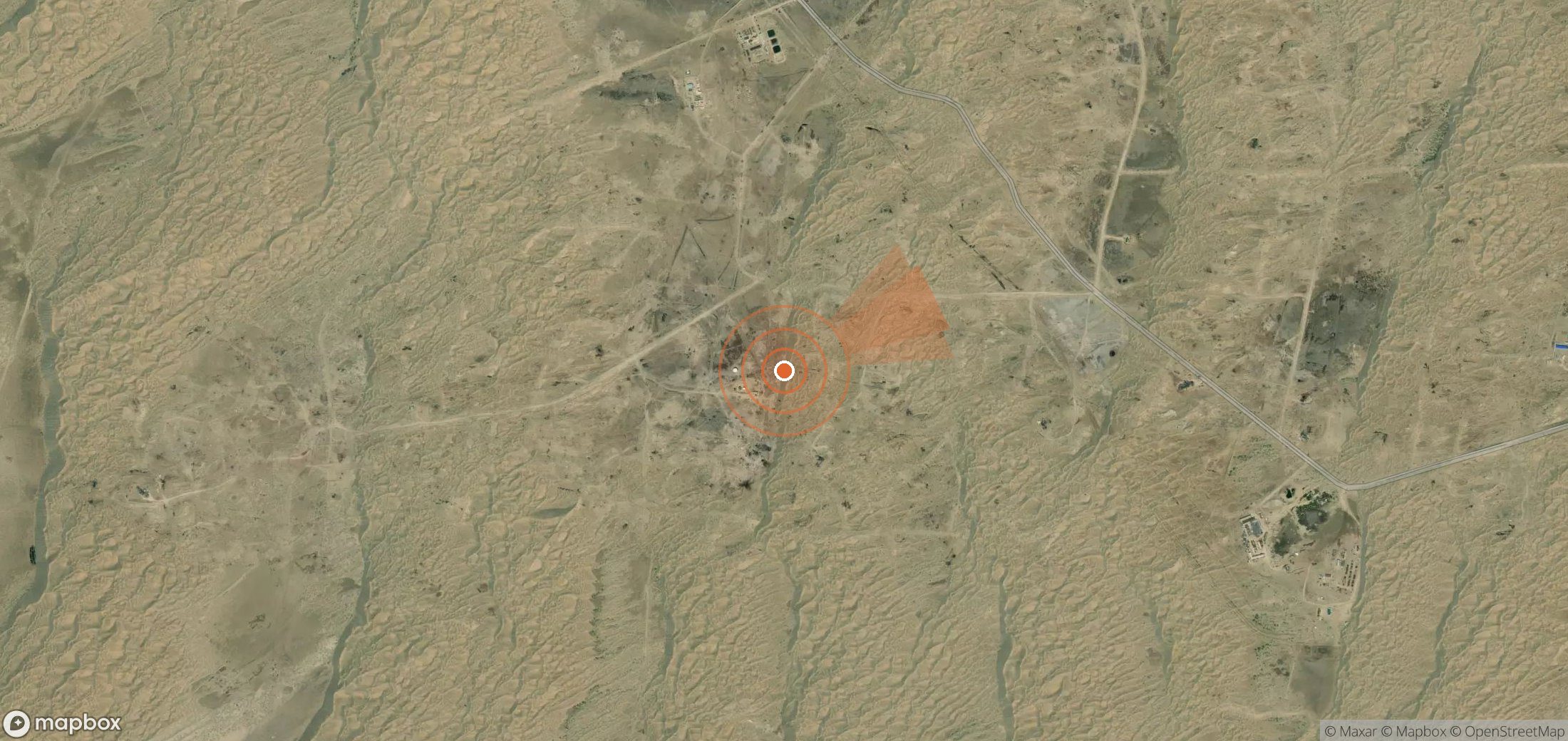 Satellite map of methane plume locations in Turkmenistan