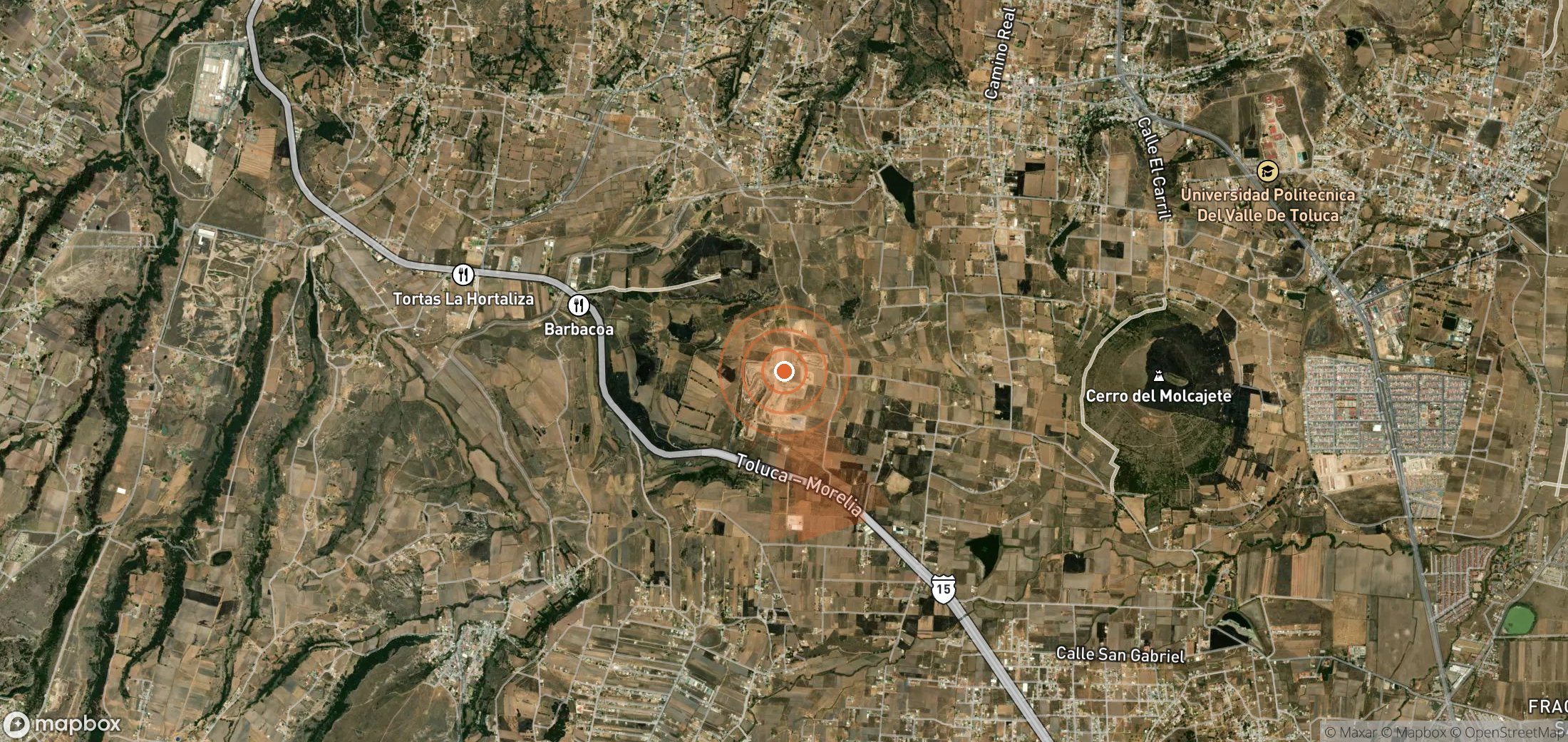 Mapa satelital de plumas de metano en México