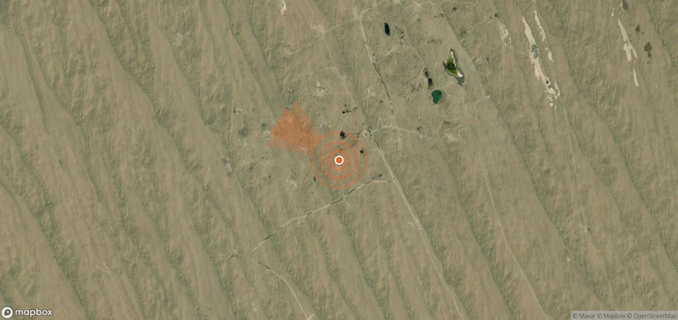 Mapa satelital de plumas de metano en Turkmenistán