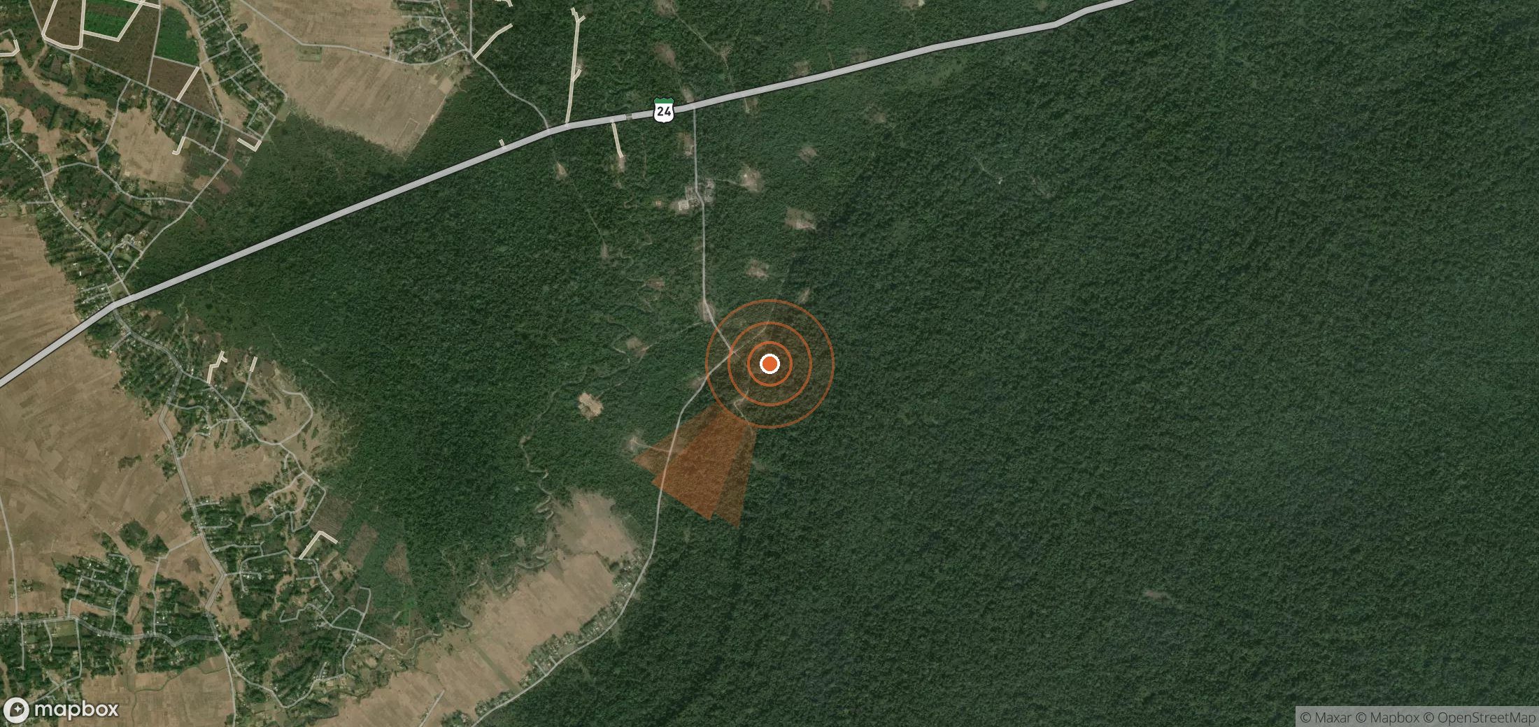Satellite map of methane plume locations in India