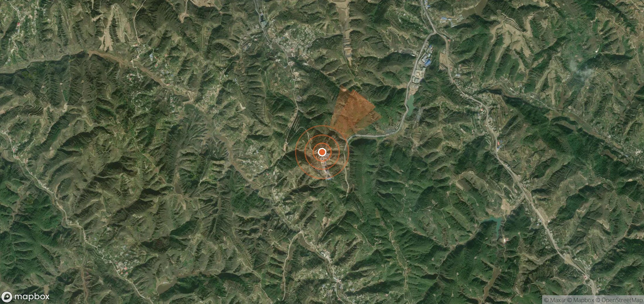 Satellite map of methane plume locations in China