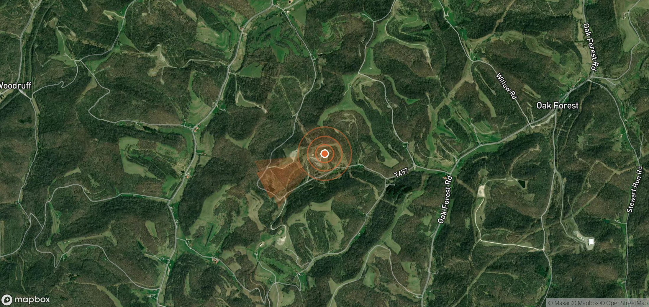 Satellite map of methane plume locations in United States