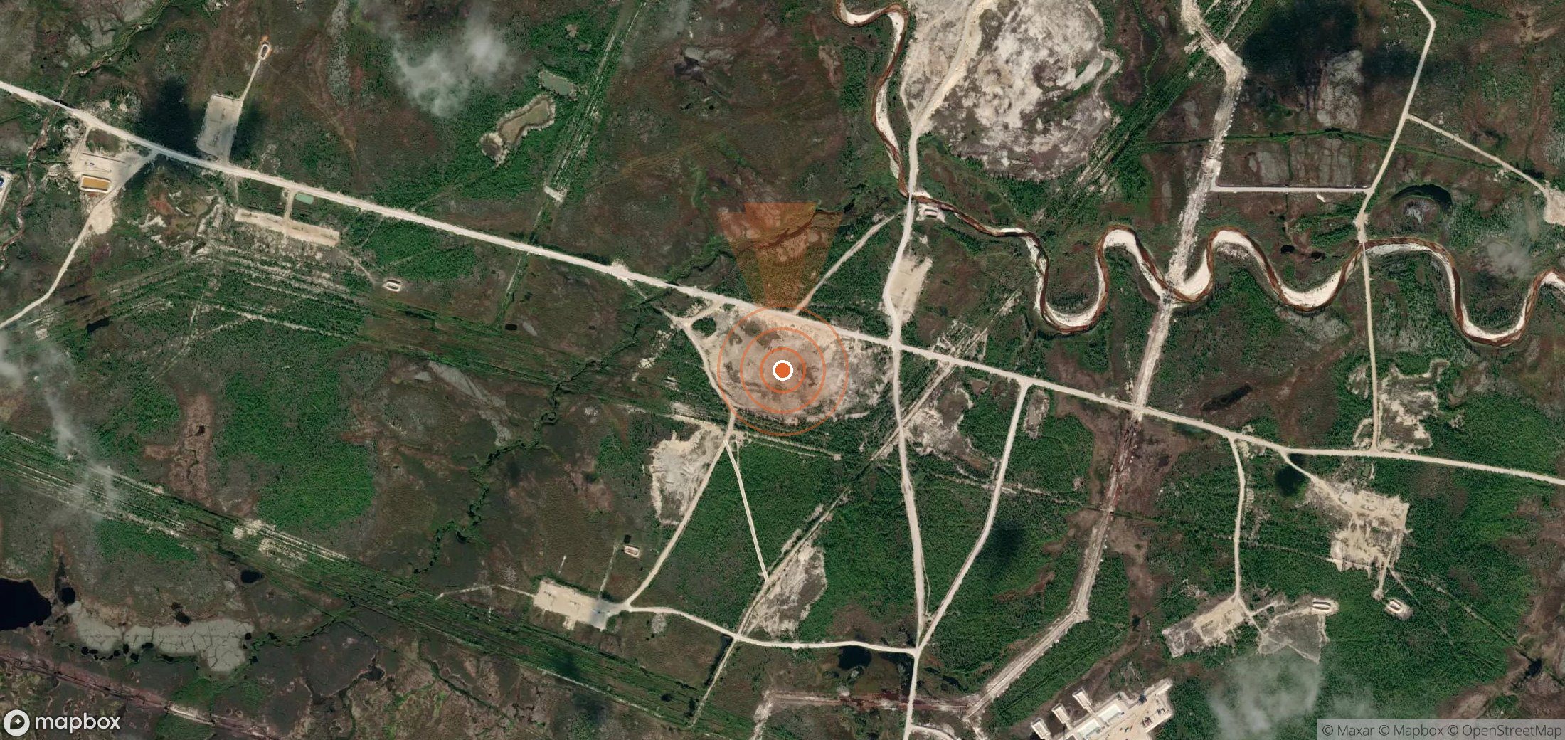 Satellite map of methane plume locations in Russia
