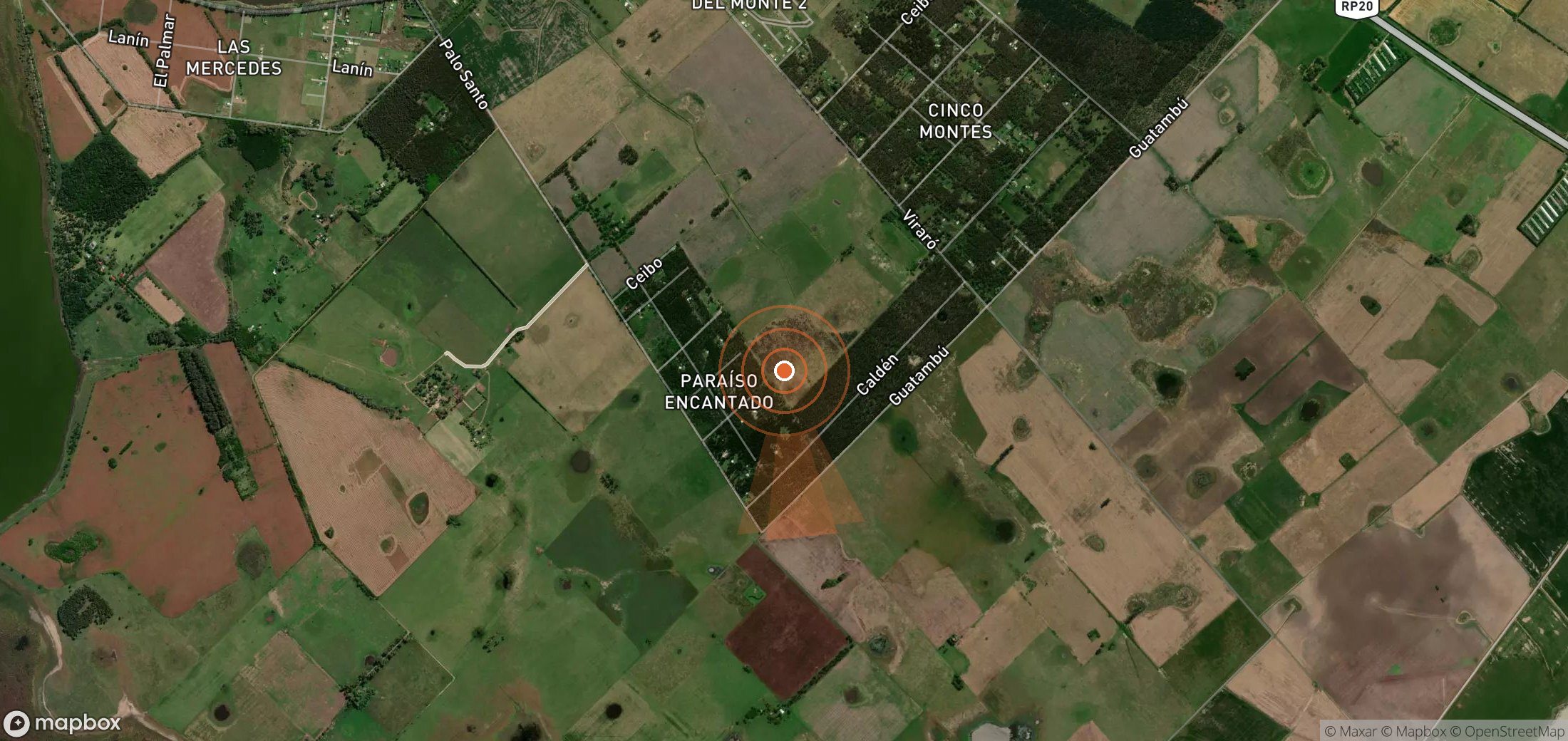 Satellite map of methane plume locations in Argentina