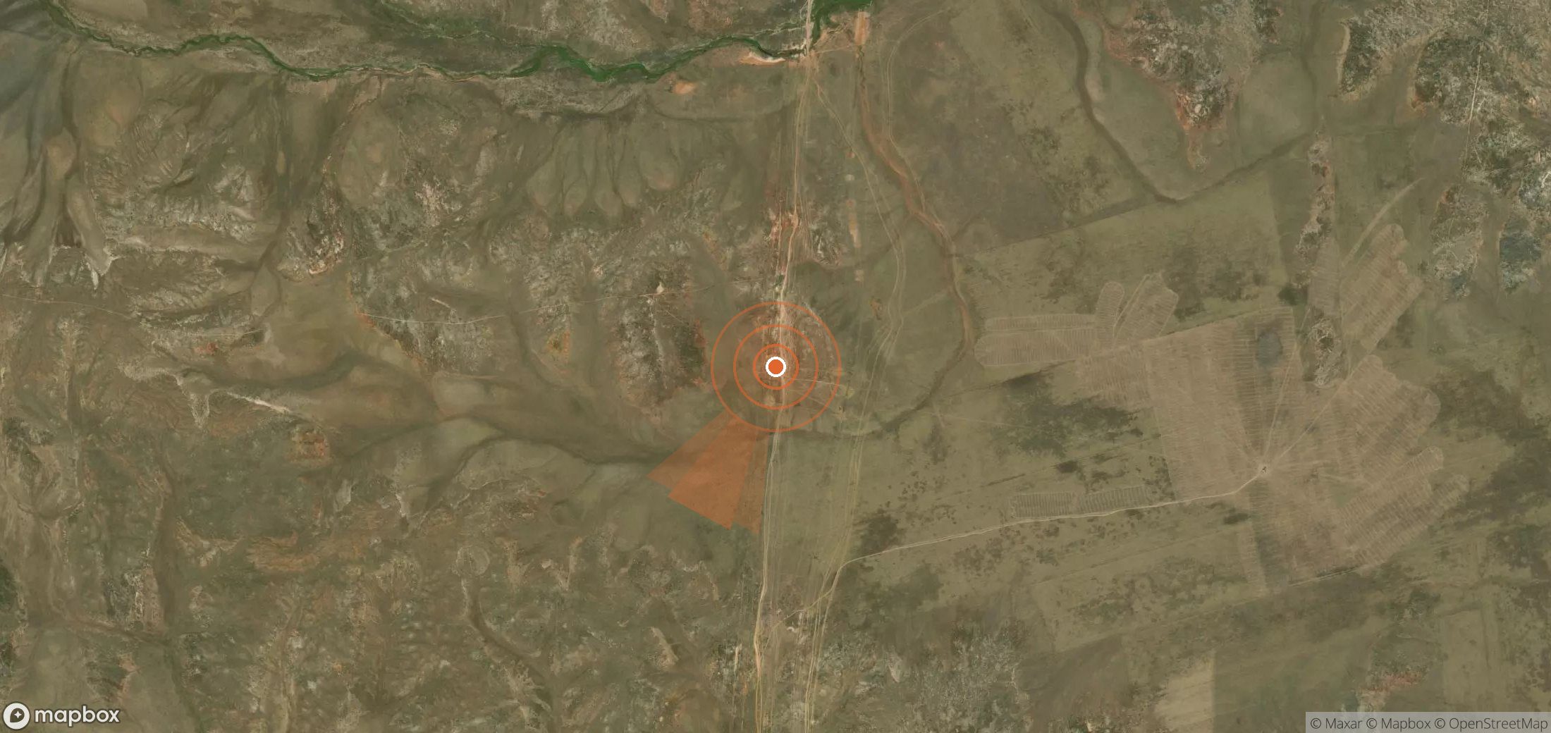 Satellite map of methane plume locations in Kazakhstan