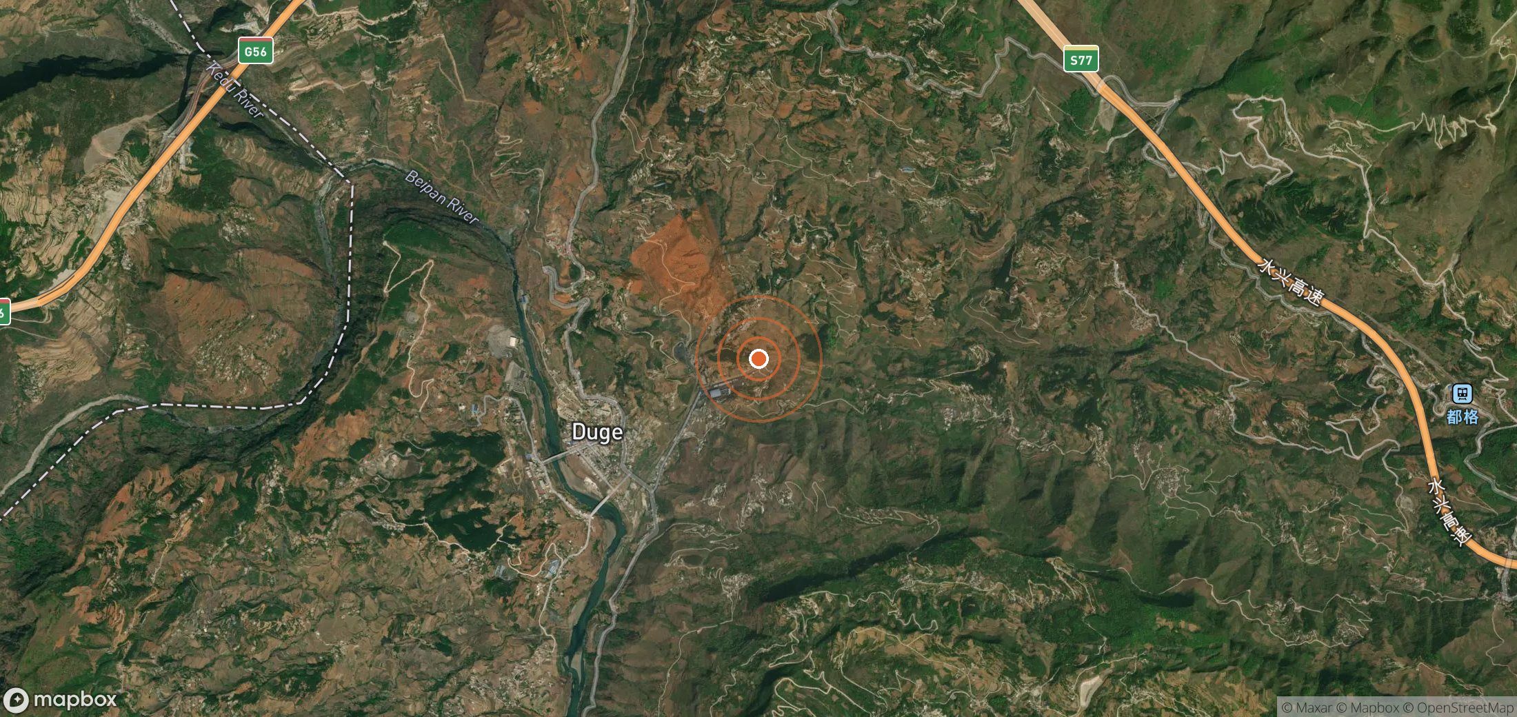 Satellite map of methane plume locations in China