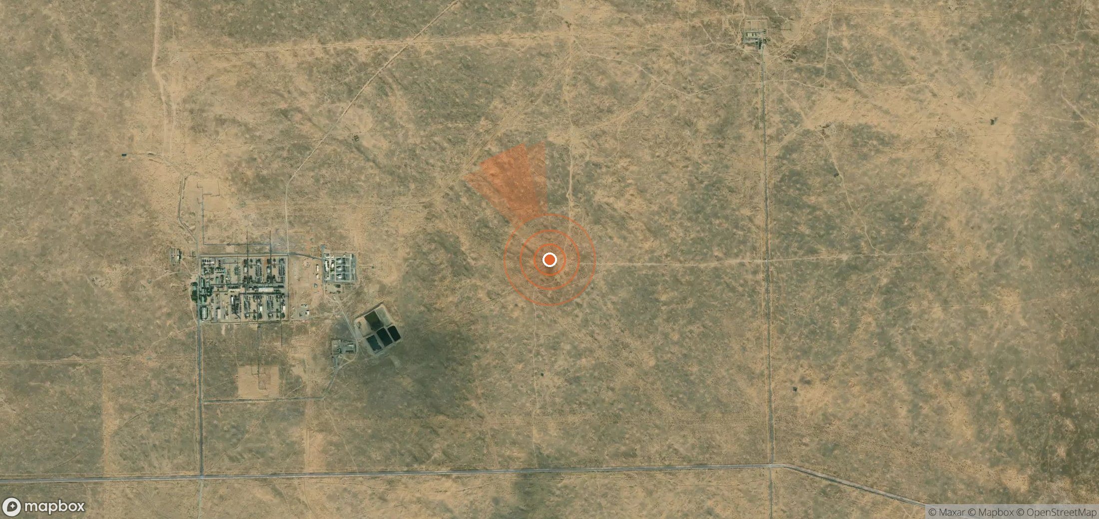 Satellite map of methane plume locations in Turkmenistan