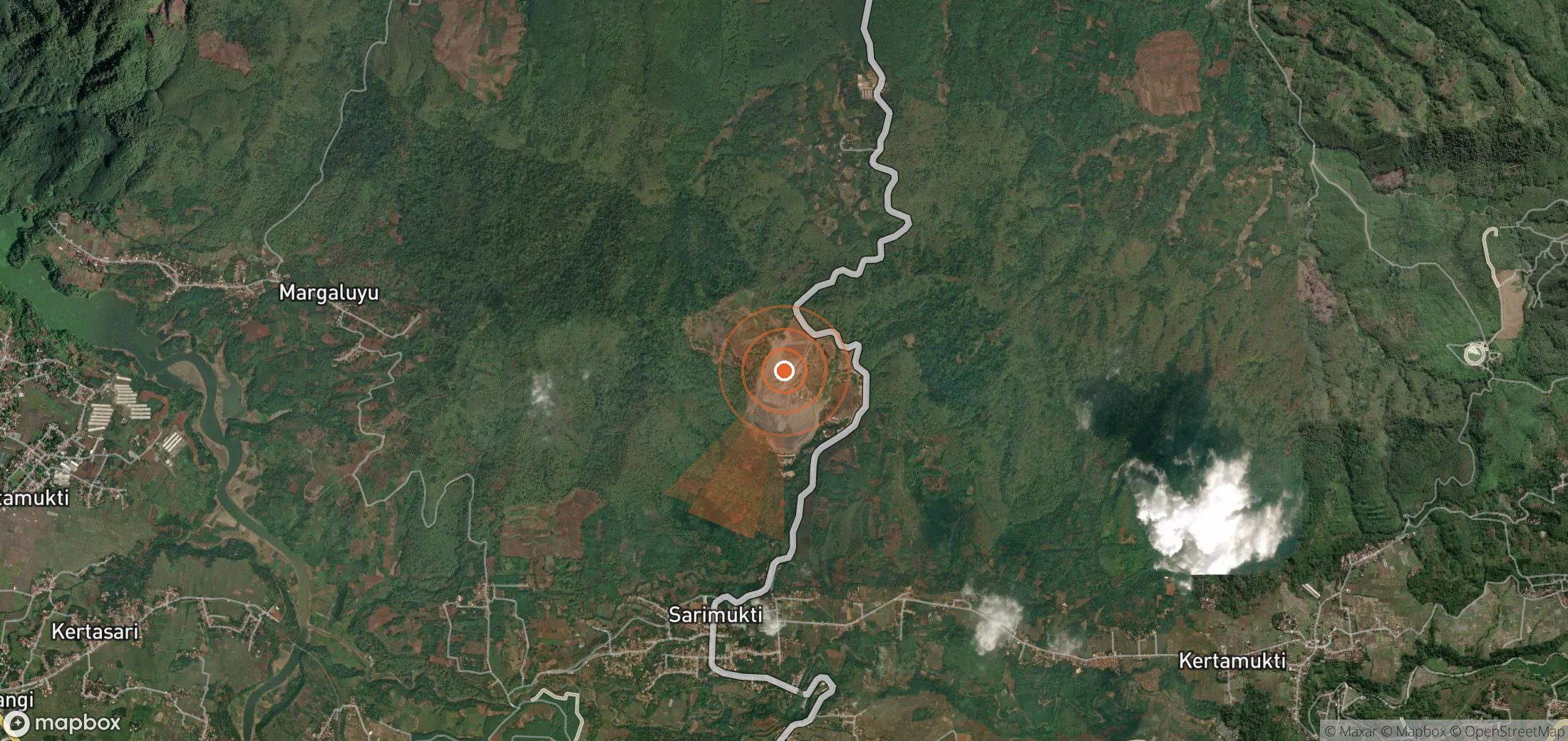 Mapa satelital de plumas de metano en Indonesia