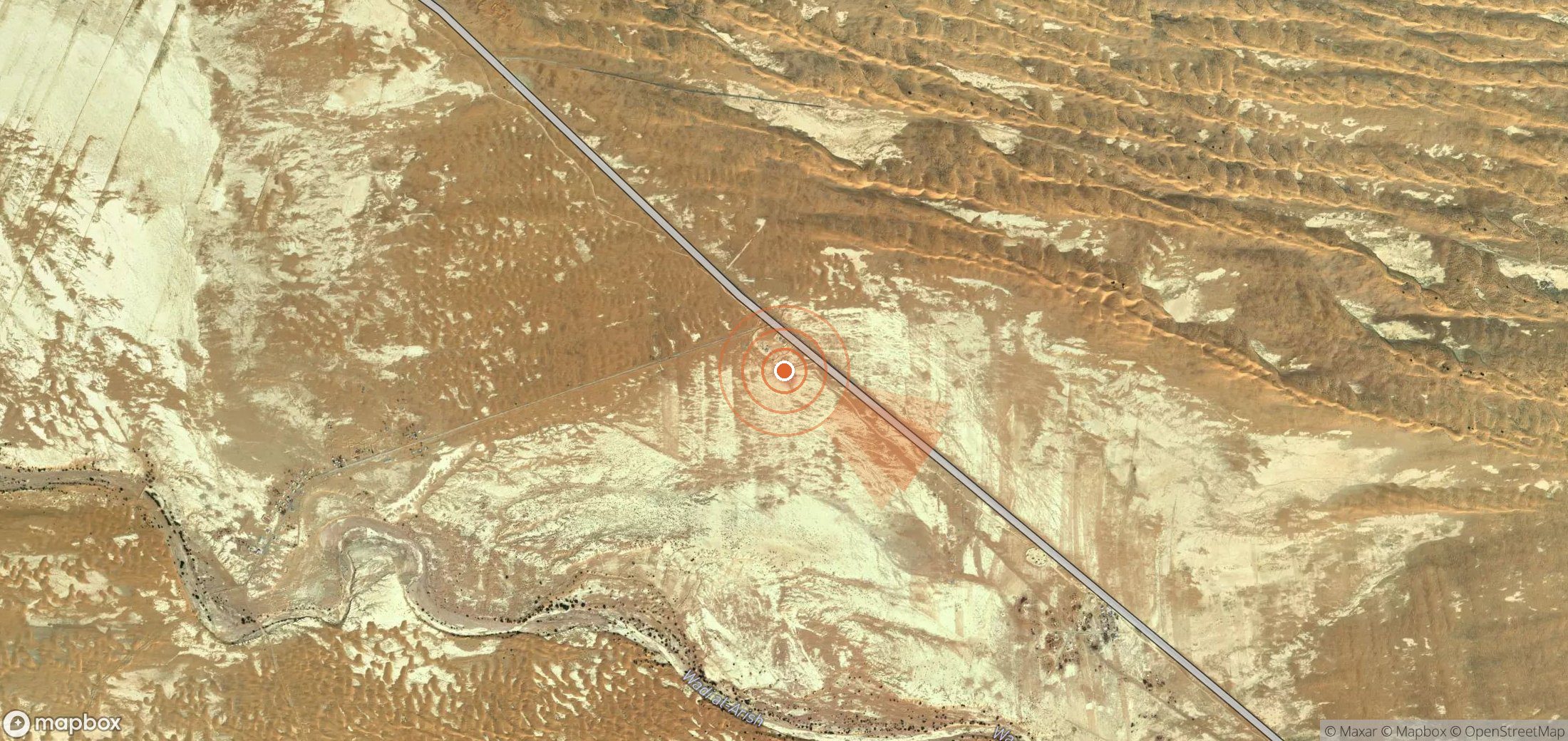 Mapa satelital de plumas de metano en Egipto