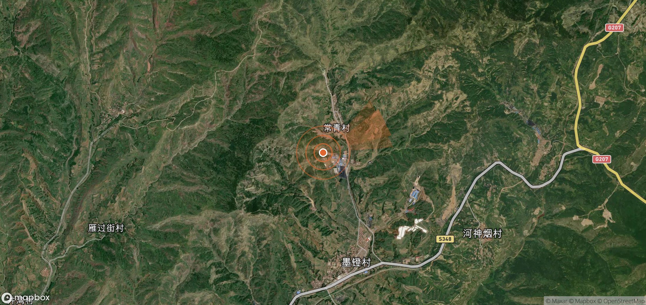 Mapa satelital de plumas de metano en China